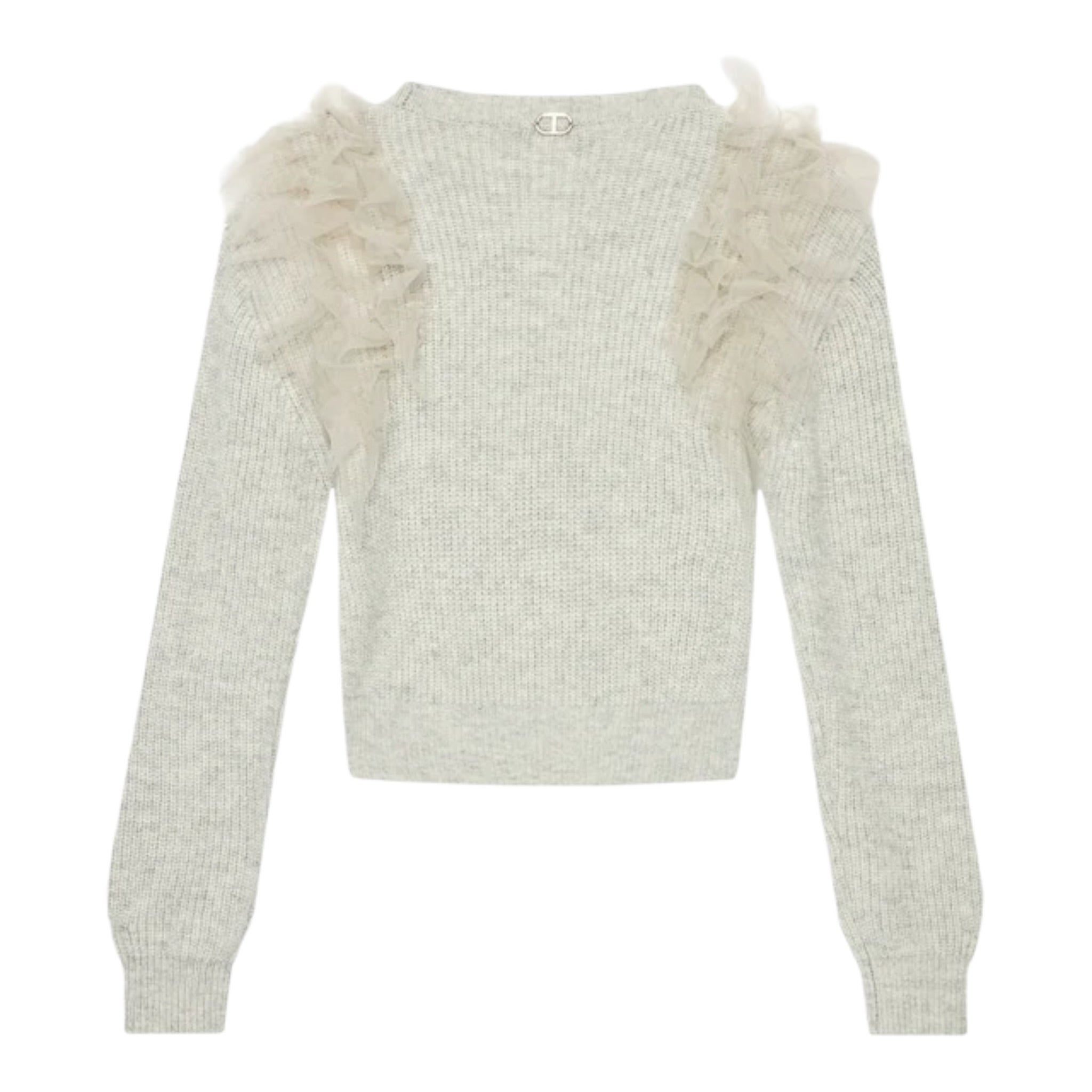 Twinset Maglia tinta unita con Tulle Grigio per Bambina 242GJ3080 GRIGIO TWINSET 