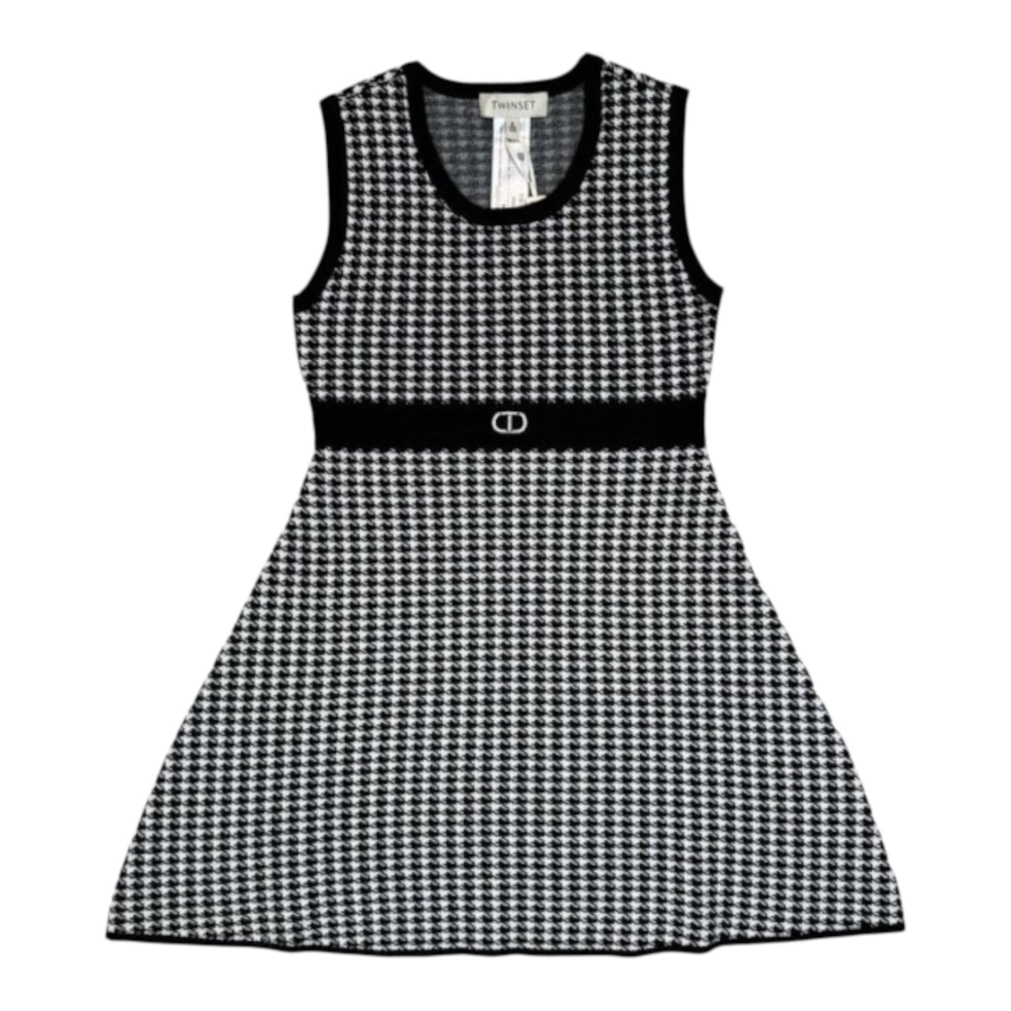 Twinset Abito Giromanica Stampa Fantasia Bianco/Nero per Bambina 242GJ3101 BIANCO/NERO TWINSET 