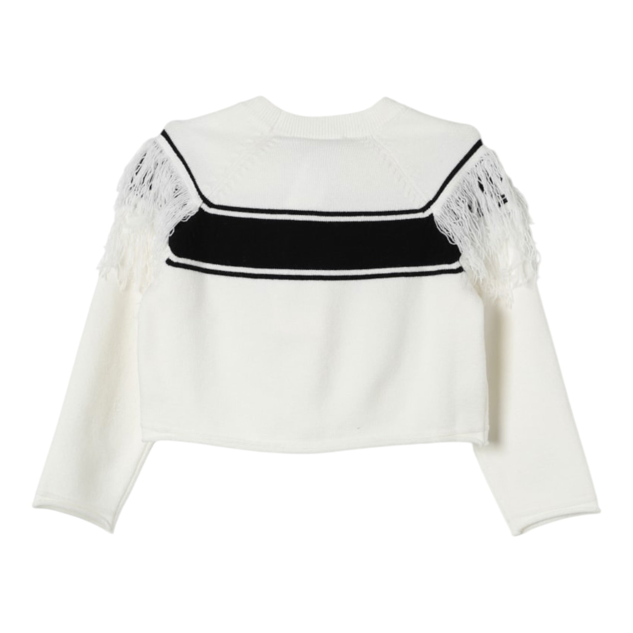 Twinset Maglia tinta unita con Logo E Frange Panna per Bambina 242GJ3163X PANNS TWINSET 