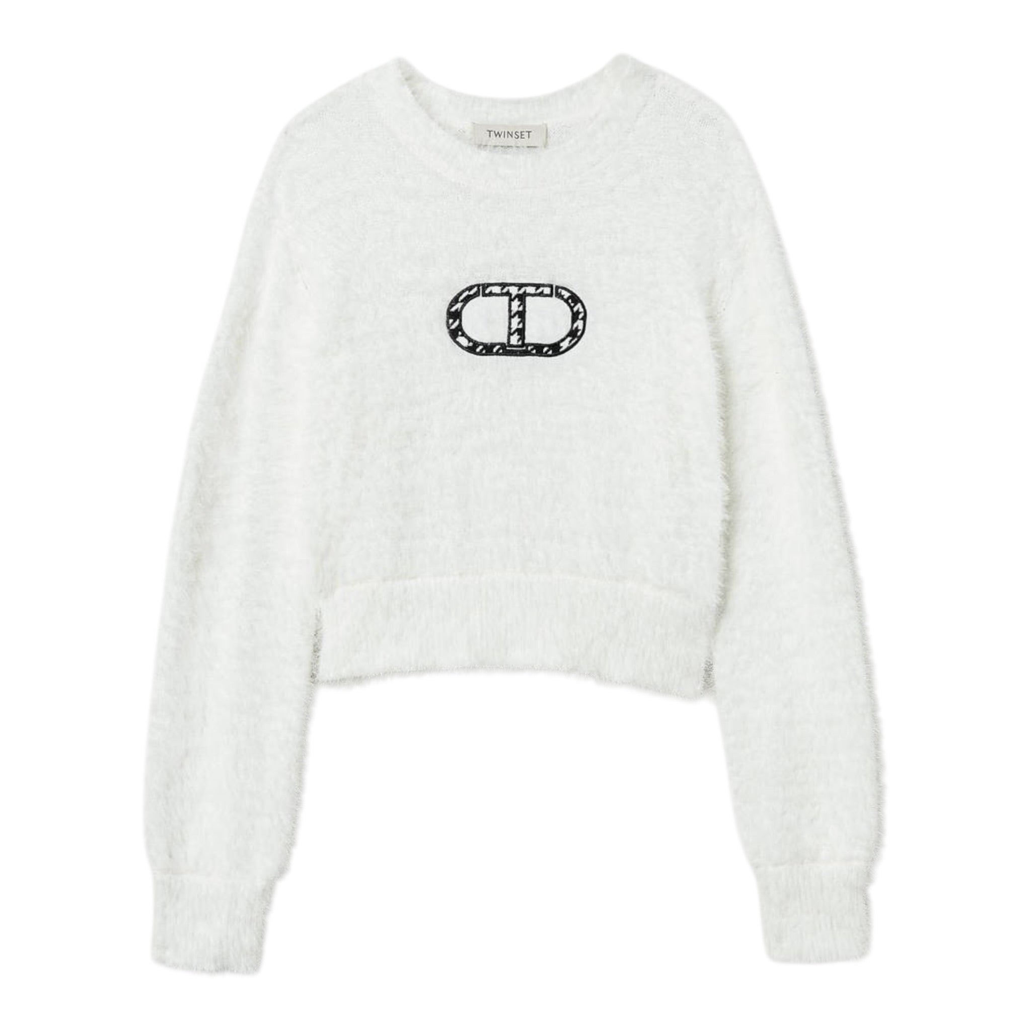 Twinset Maglia Girocollo tinta unita con Logo Panna per Bambina 242GJ3210 PANNA TWINSET 