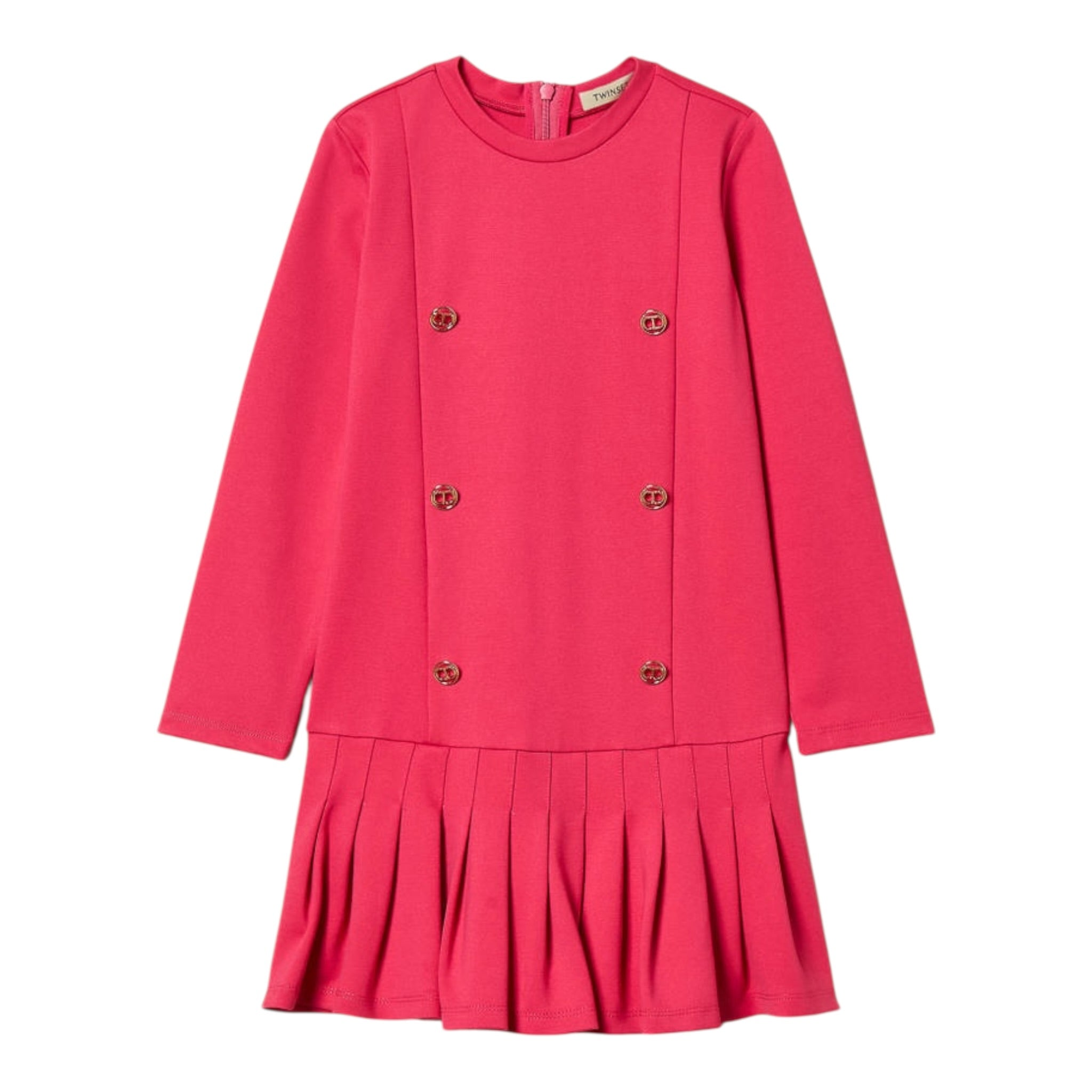 Twinset Abito tinta unita con Bottoni Fuxia per Bambina 252GB2222 FUXIA TWINSET 