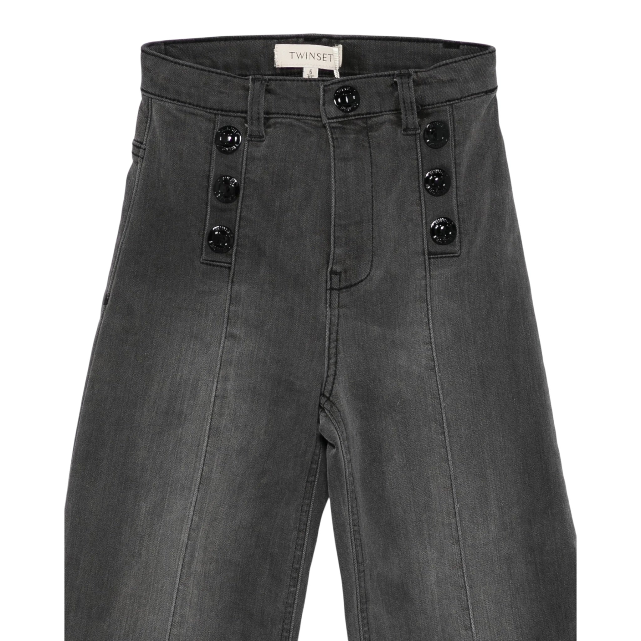 Twinset Jeans tinta unita con Bottoni Modello A Palazzo Grigio per Neonata 252GB2250XJ GRIGIO TWINSET 