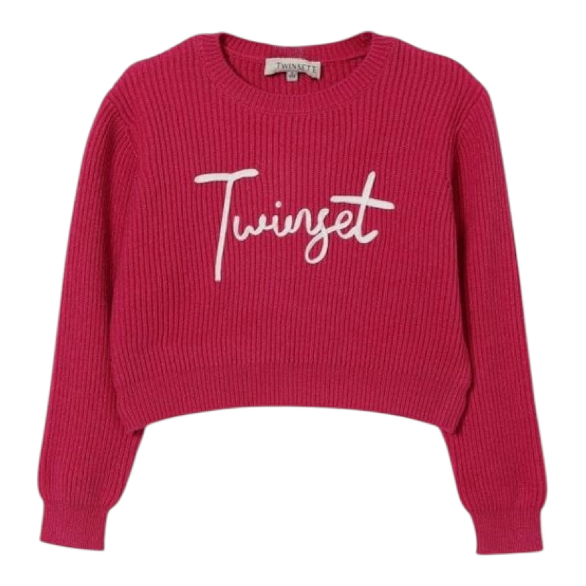 Twinset Maglia tinta unita con Stampa Fuxia per Bambina 252GB3040XX FUXIA TWINSET 