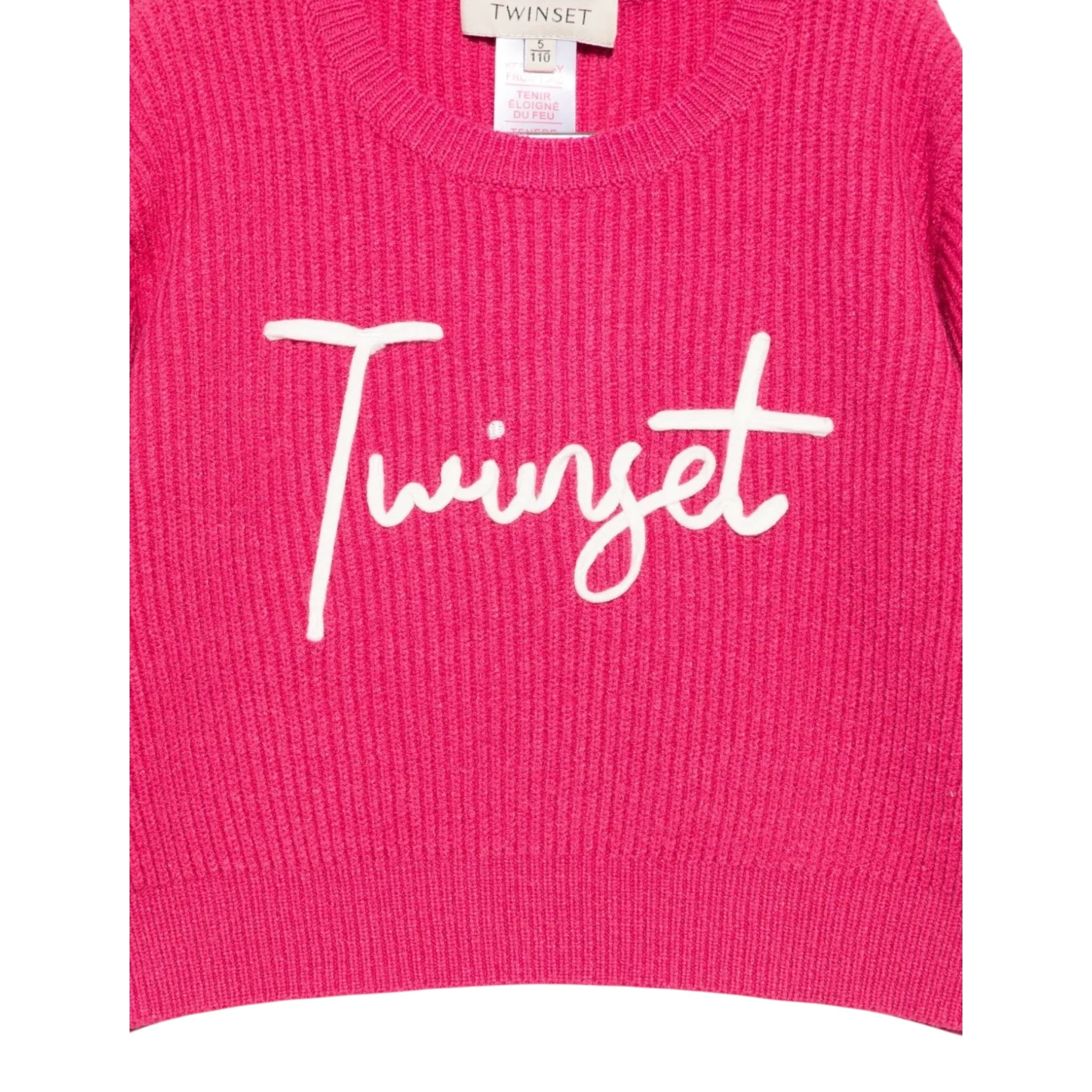 Twinset Maglia tinta unita con Stampa Fuxia per Bambina 252GB3040XXX FUXIA TWINSET 