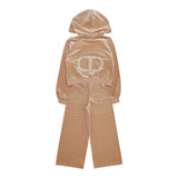 Twinset Completo 2Pz Felpa-Pantalone In Velluto Beige per Bambina 252GJ2030X BEIGE TWINSET 