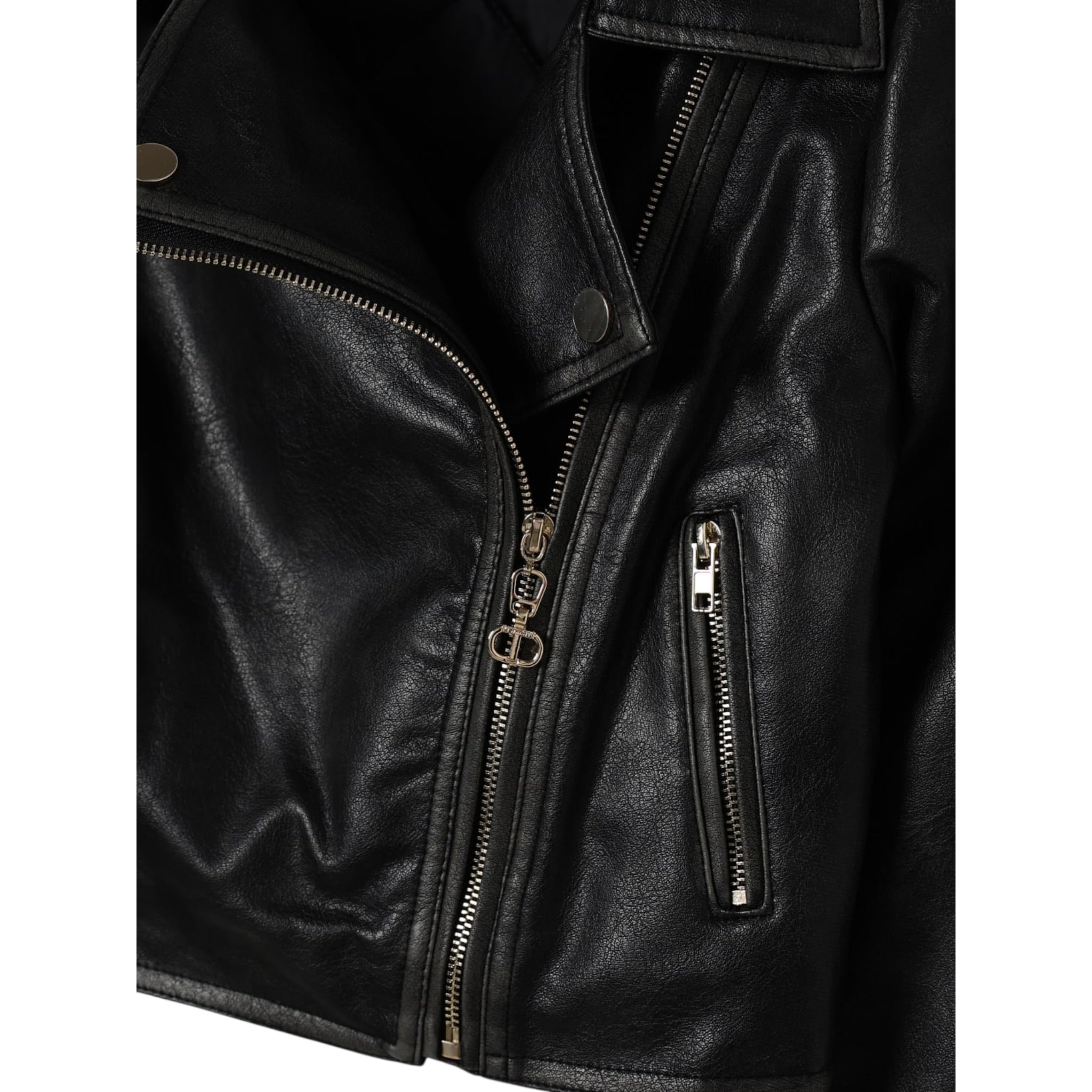 Twinset Giubbino Ecopelle Modello Chiodo tinta unita Nero per Bambina 252GJ2080 NERO TWINSET 