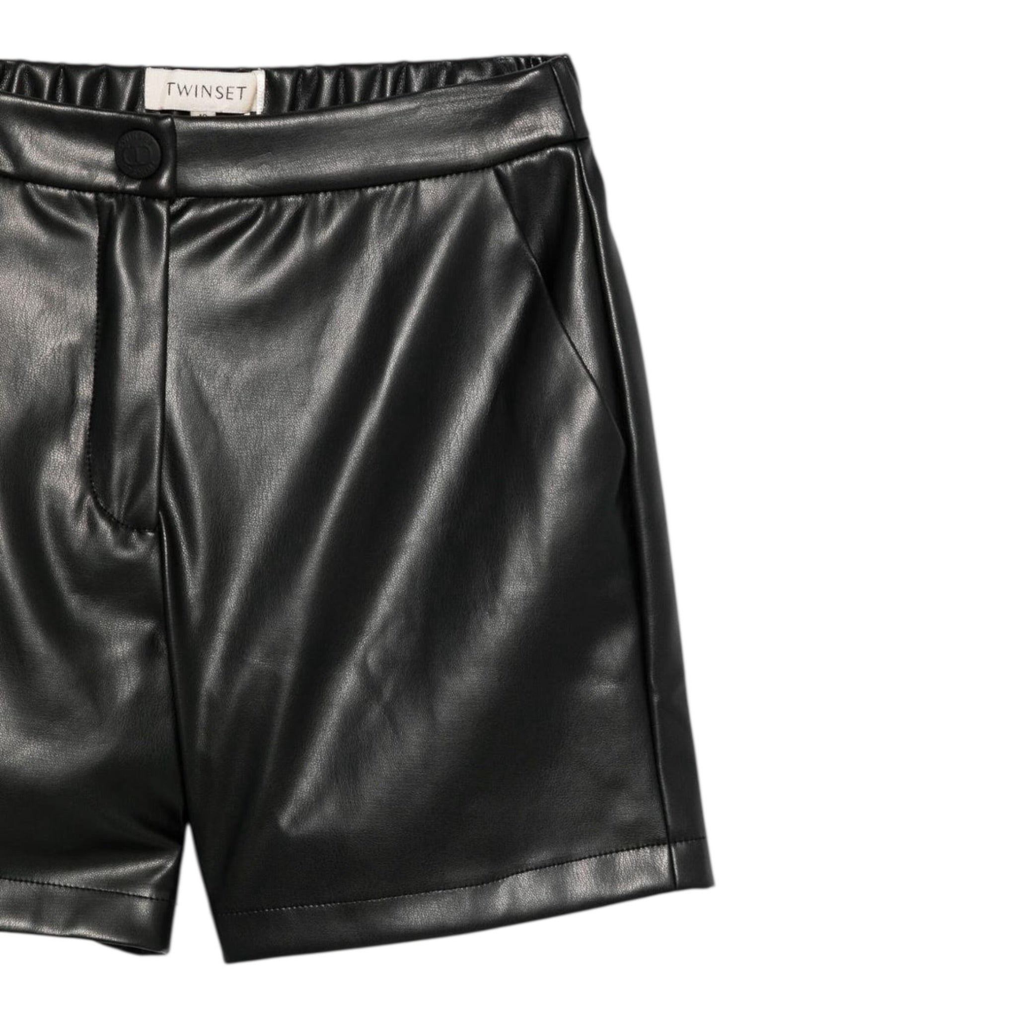 Twinset Short In Ecopelle tinta unita Nero per Bambina 252GJ2093 NERO TWINSET 