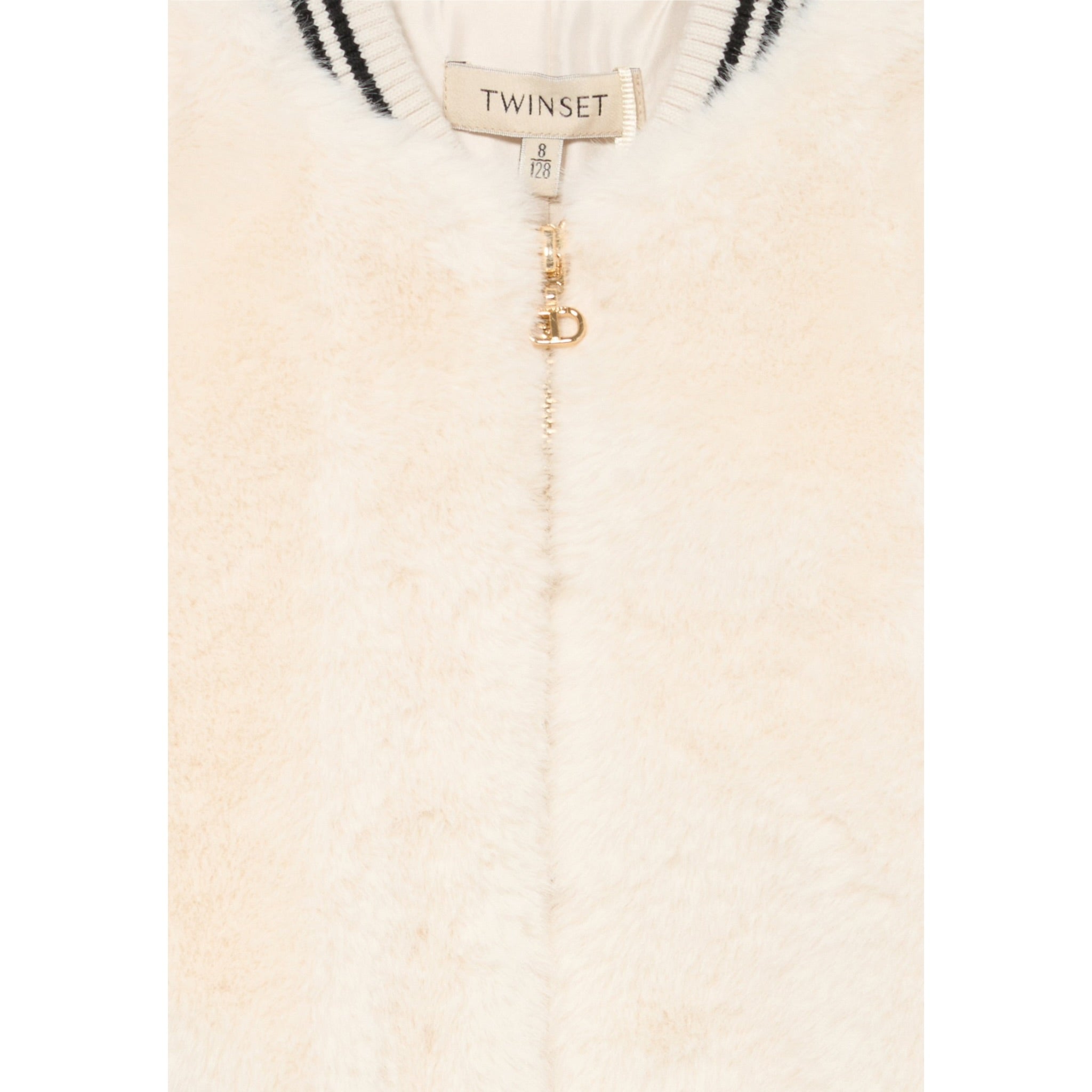 Twinset Giubbino tinta unita con Pelliccia E Zip Panna per Bambina 252GJ2170 PANNA TWINSET 