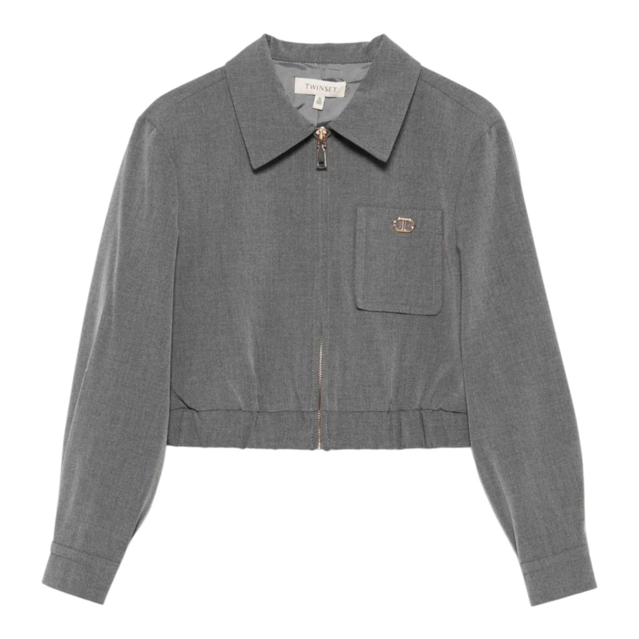 Twinset Giacca tinta unita con Zip Grigio per Bambina 252GJ2270 GRIGIO TWINSET 