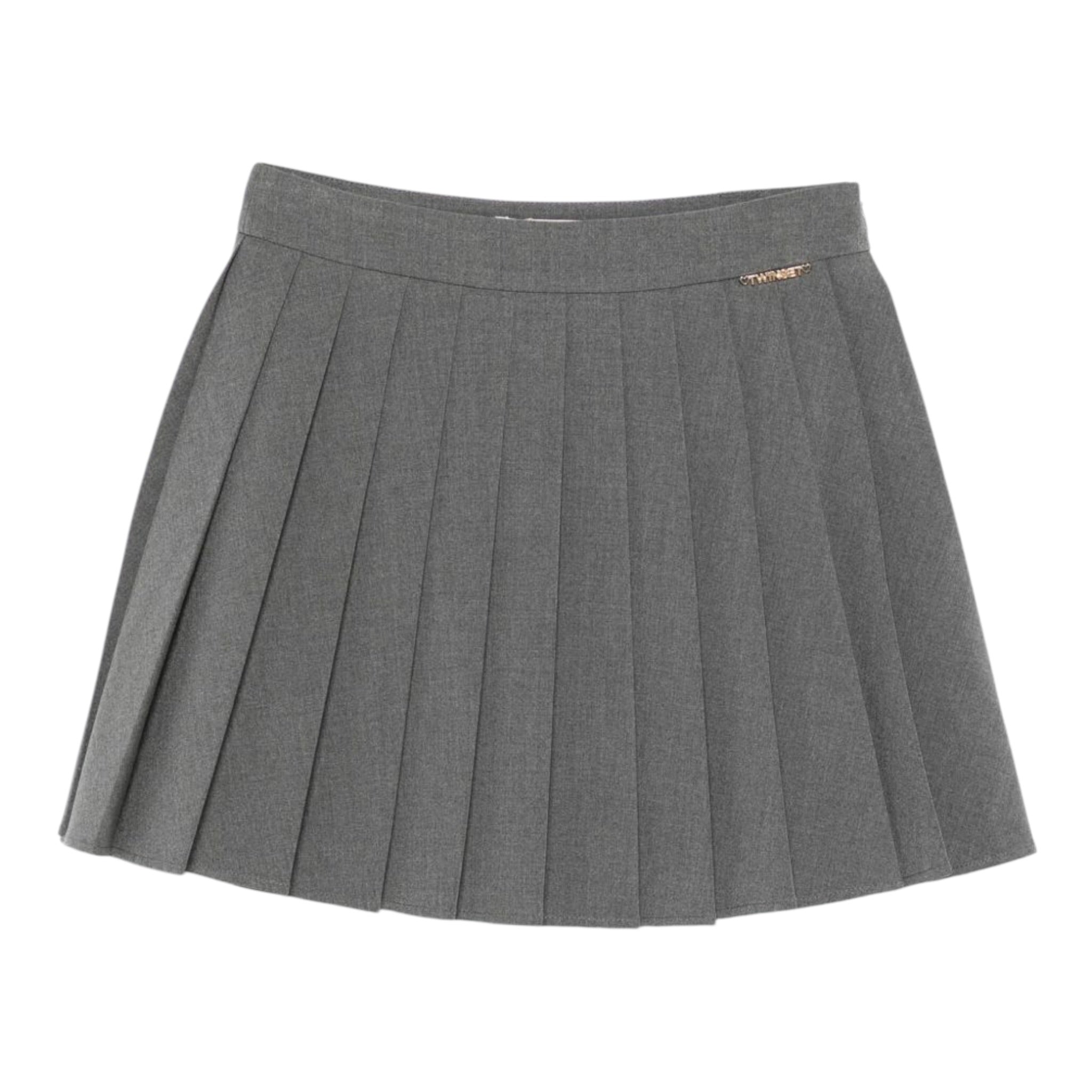 Twinset Gonna tinta unita con Logo Grigio per Bambina 252GJ2271X GRIGIO TWINSET 
