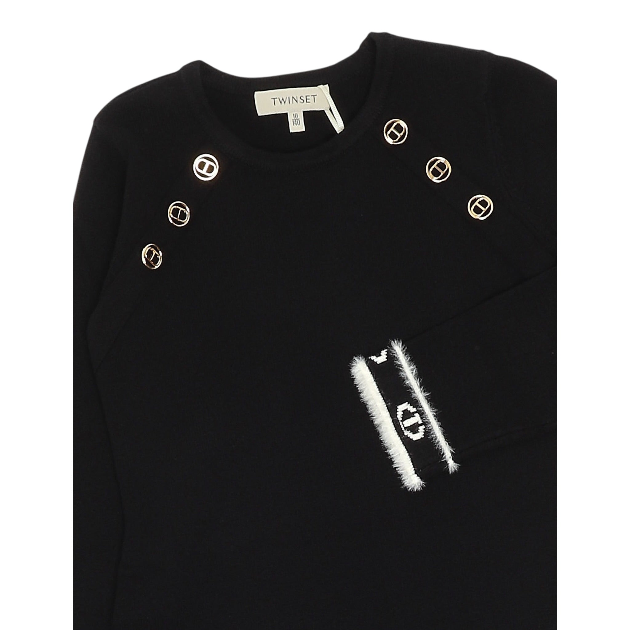 Twinset Abito Manica Lunga tinta unita con Logo Nero per Bambina 252GJ3014X NERO TWINSET 