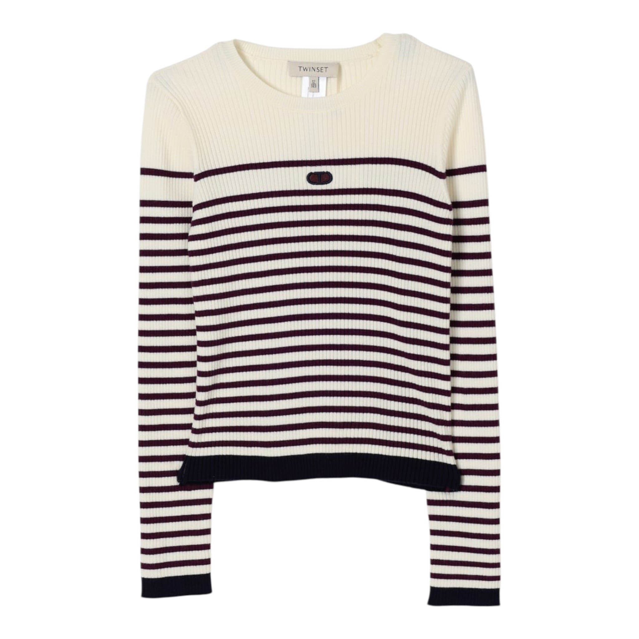 Twinset Maglia tinta unita con Fantasia A Righe Panna per Bambina 252GJ3035X PANNA TWINSET 