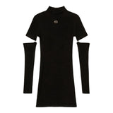 Twinset Abito tinta unita con Manicotti Nero per Bambina 252GJ3040X NERO TWINSET 