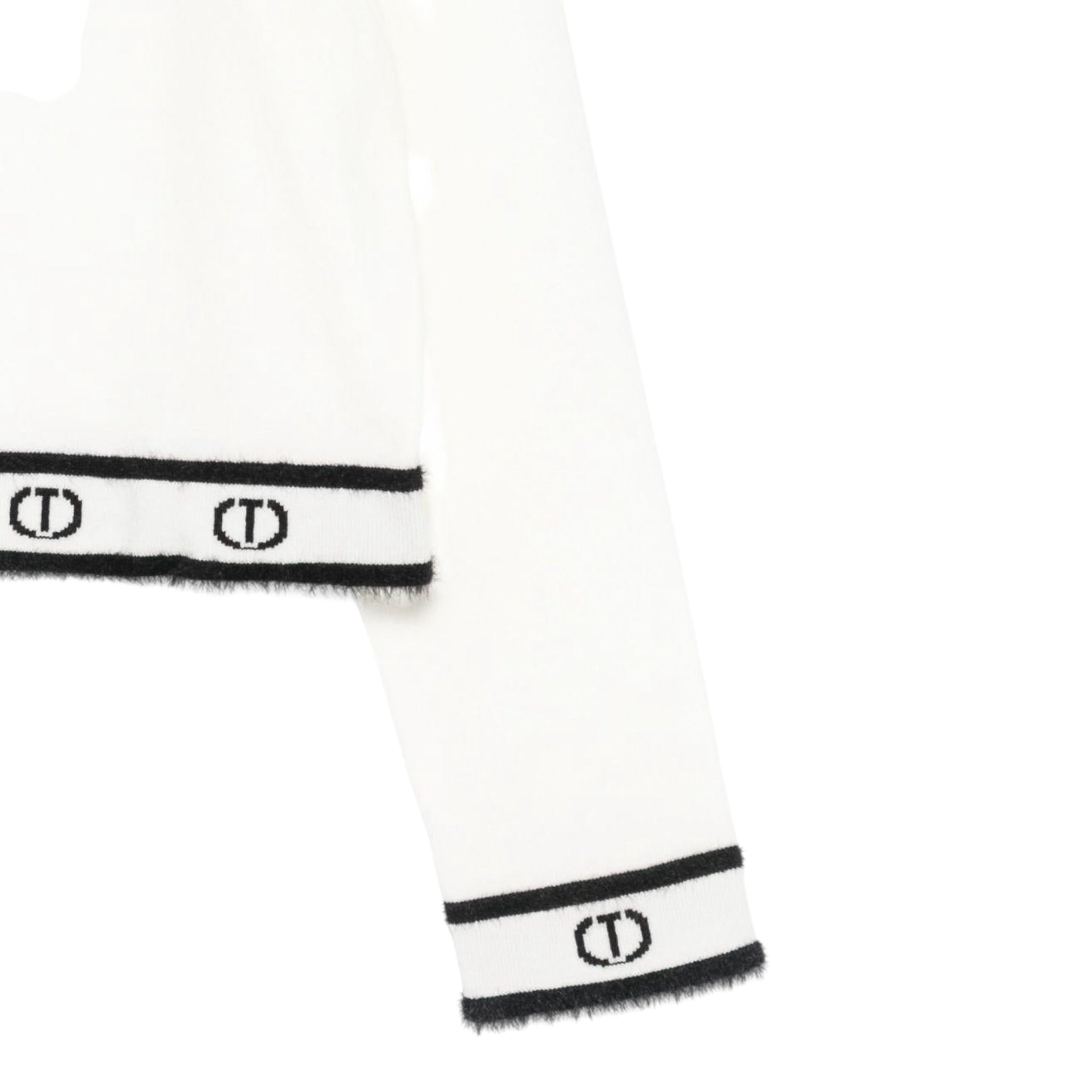 Twinset Maglia Girocollo tinta unita con Loghi Panna per Bambina 252GJ3073X PANNA TWINSET 