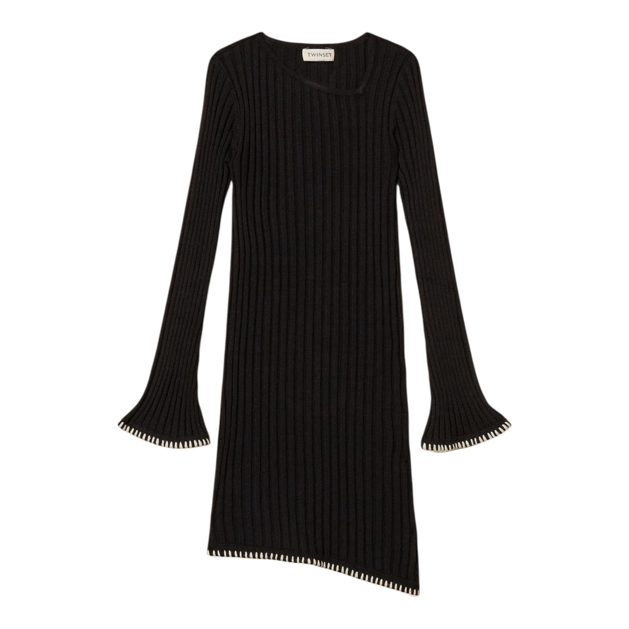 Twinset Abito Manica Lunga tinta unita con Logo Nero per Bambina 252GJ3093X NERO TWINSET 