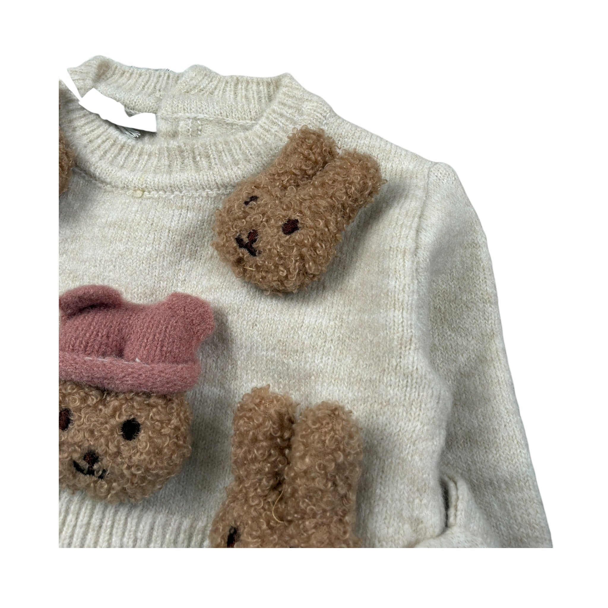 U+È Felpa Chiusa Girocollo tinta unita con Applicazioni Beige per Bambina UE1901X BEIGE U+è 