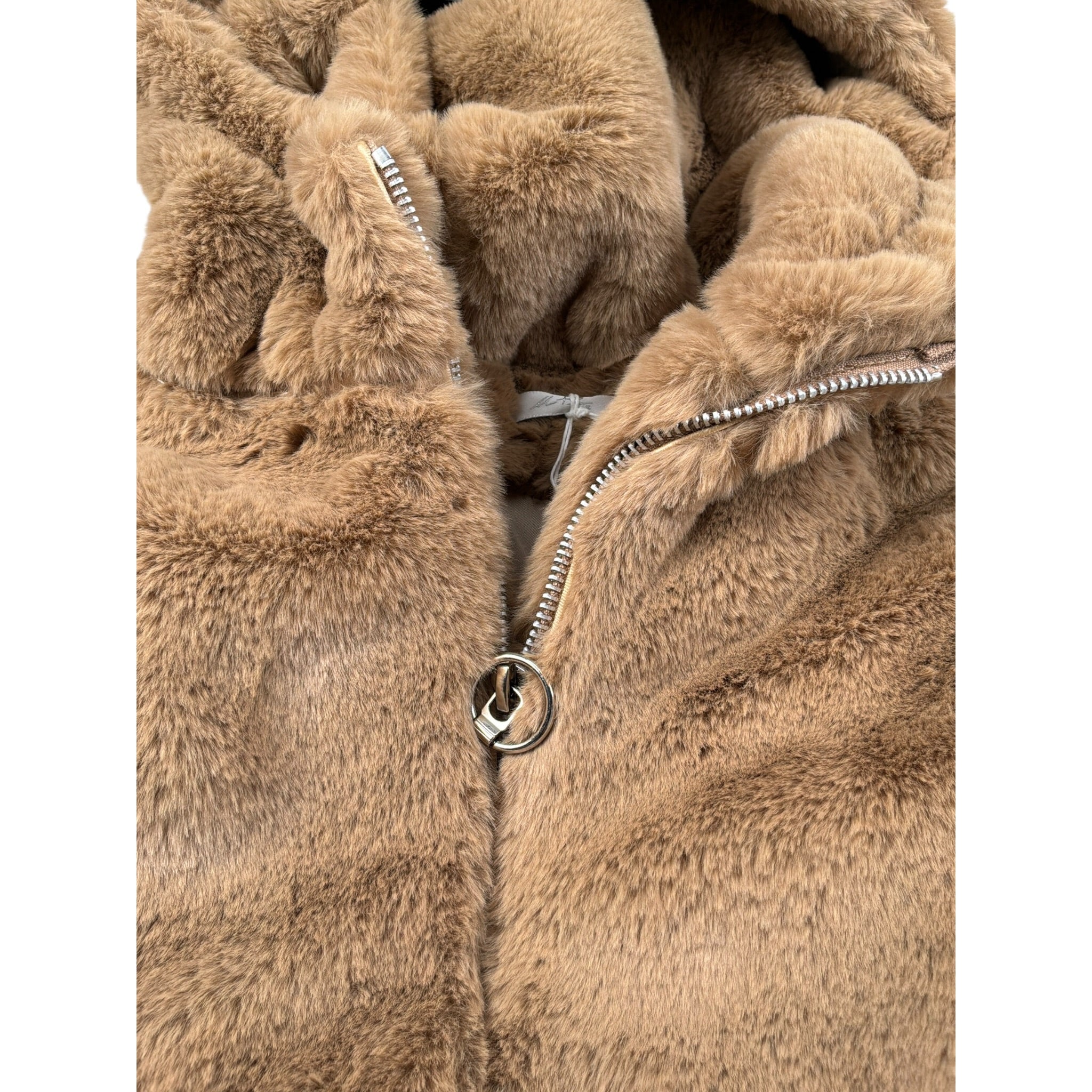 U+È Pelliccia tinta unita con Cappuccio Beige per Bambina UE1994 BEIGE U+è 