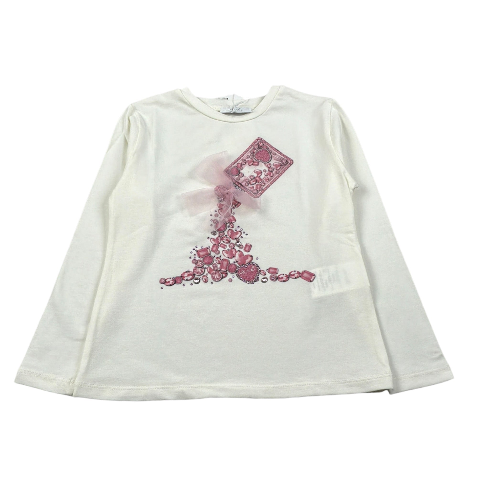 U+È Shirt Girocollo tinta unita con Stampa Panna per Bambina UE2036 PANNA U+è 