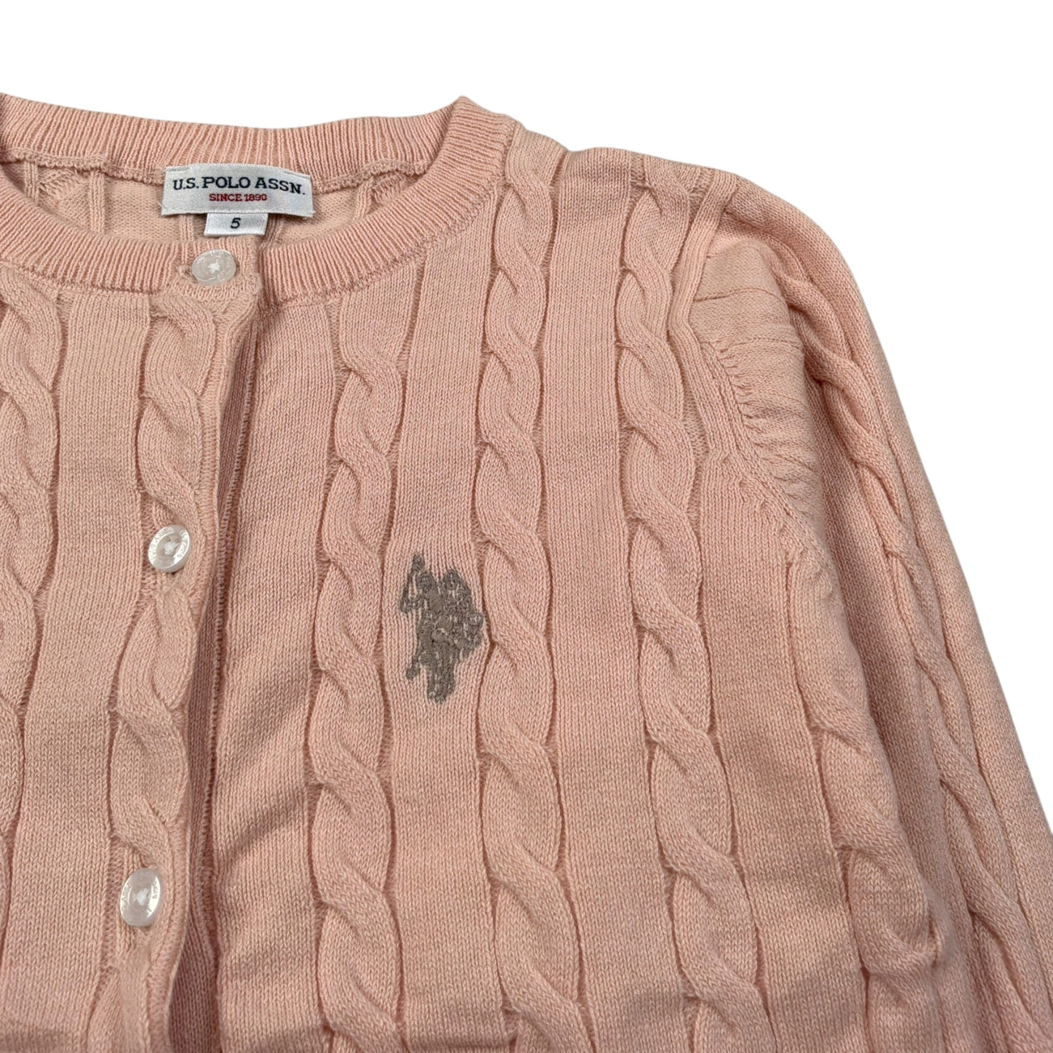 U.S. Polo Assn Cardigan tinta unita con Logo Rosa per Bambina US42675J ROSA U.S. POLO ASSN 