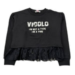 Vicolo Felpa Chiusa Girocollo tinta unita con Logo Nero per Bambina 3141FY00332 NERO VICOLO 