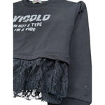 Vicolo Felpa Chiusa Girocollo tinta unita con Logo Nero per Bambina 3141FY00332 NERO VICOLO 