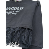 Vicolo Felpa Chiusa Girocollo tinta unita con Logo Nero per Bambina 3141FY00332 NERO VICOLO 
