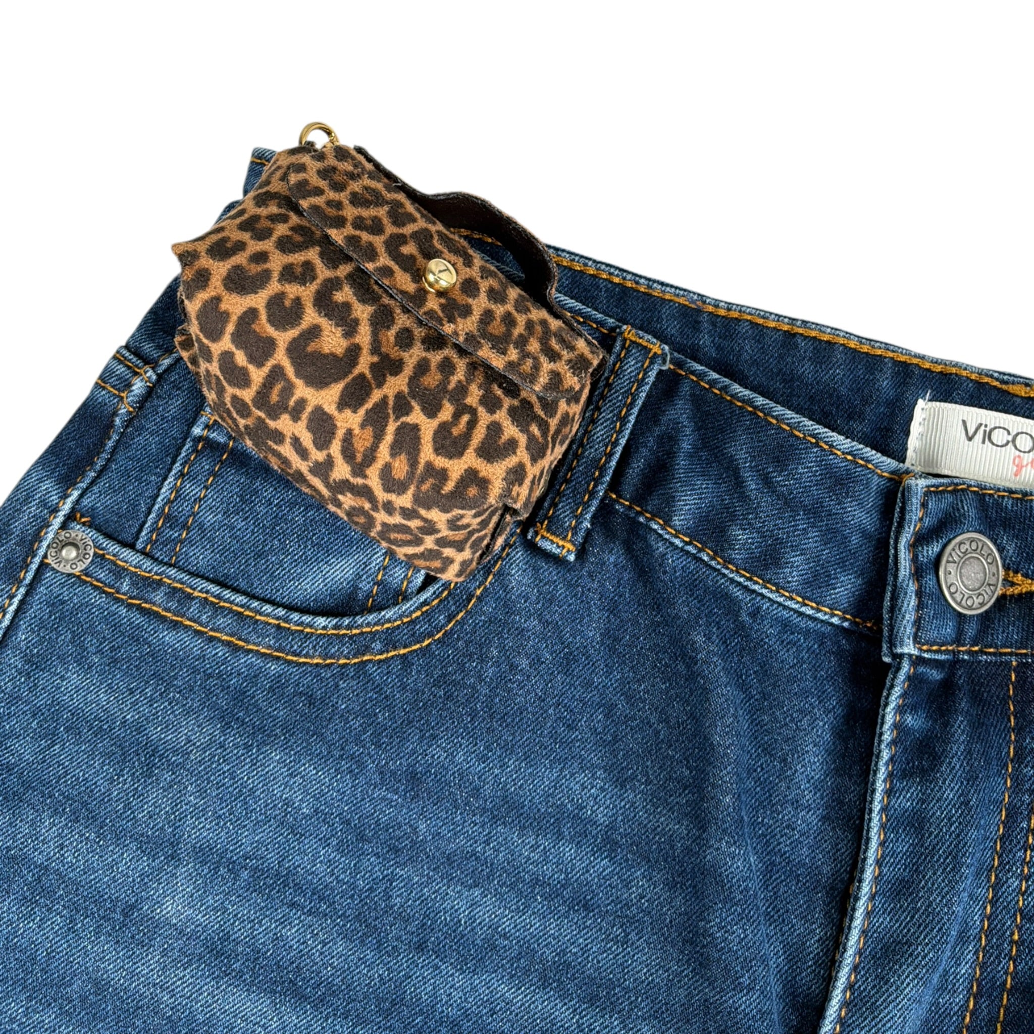 Vicolo Jeans tinta unita con Girovita Regolabile con Ciondolo Blu per Bambina 3141PD002266 BLU VICOLO 