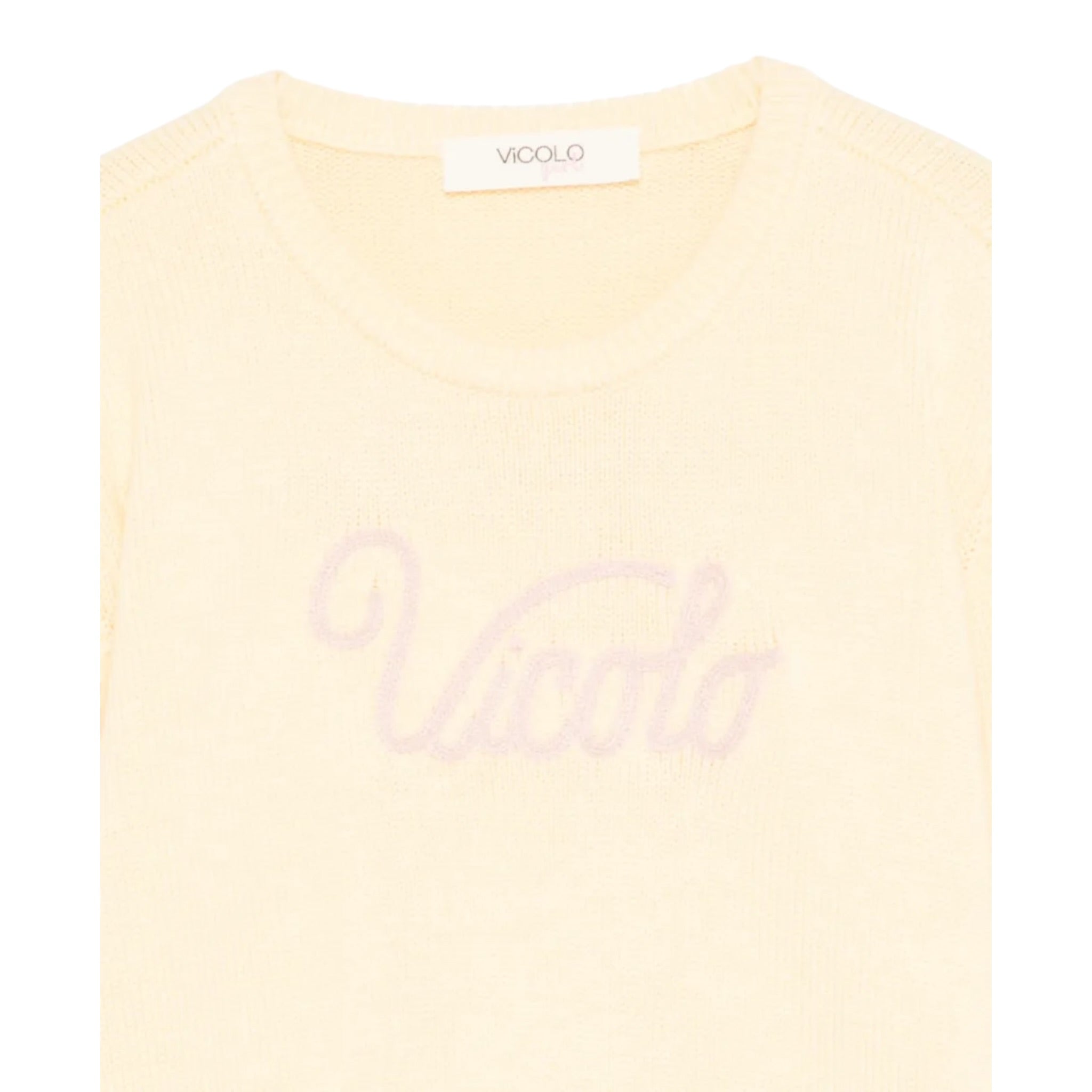 Vicolo Maglia Girocollo tinta unita con Logo Giallo per Bambina 3141W00228 GIALLO VICOLO 