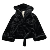Yes London Pelliccia tinta unita con Cappuccio E Cinturino Nero per Bambina YSLEC006 NERO YES LONDON 