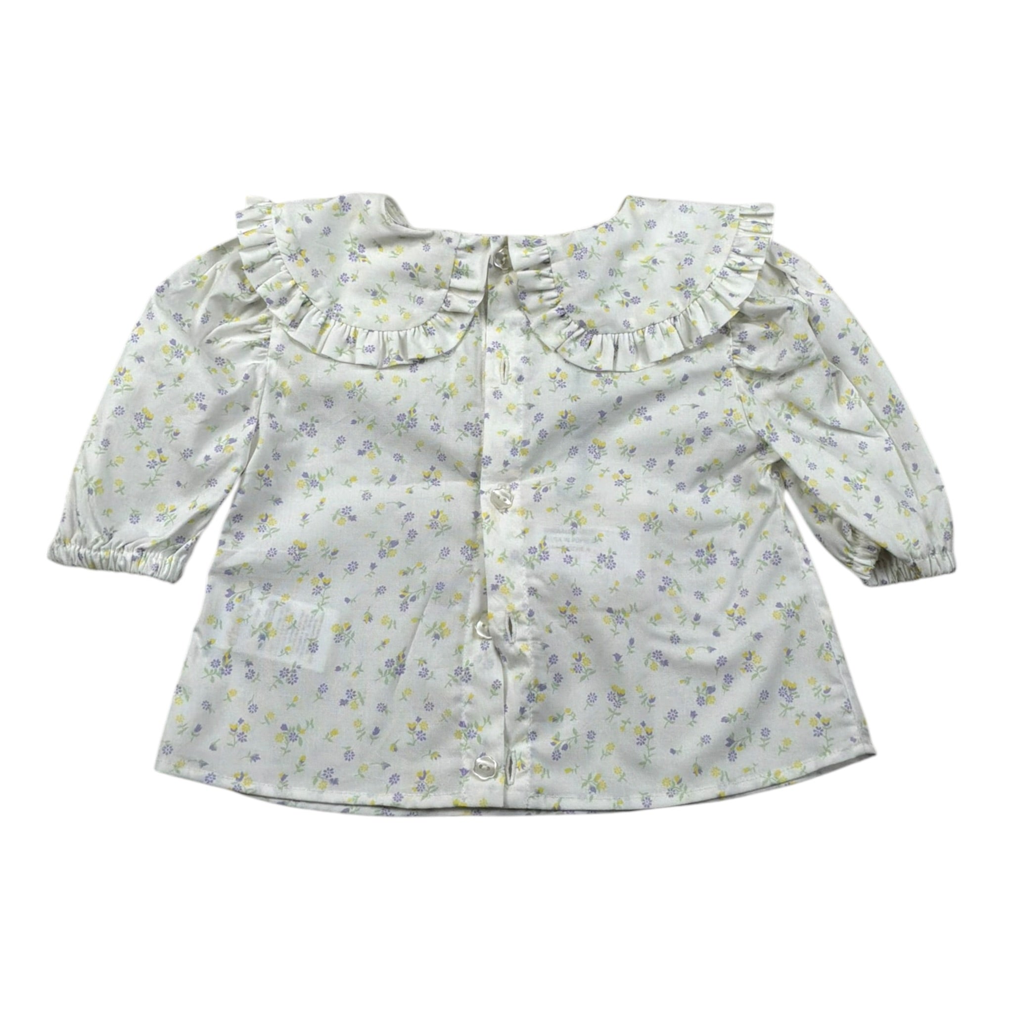 A' La Page Camicia Manica Lunga Tinta Unita Fantasia Floreale per Neonata AL166 BIANCO A' LA PAGE 
