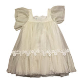 Abel & Lula Abito Mezza Manica Tinta Unita con Tulle per Bambina 5003 PANNA ABEL & LULA 