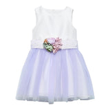 Abel & Lula Abito Giromanica Bicolore con Tulle per Bambina 5052 BIANCO/LILLA ABEL & LULA 