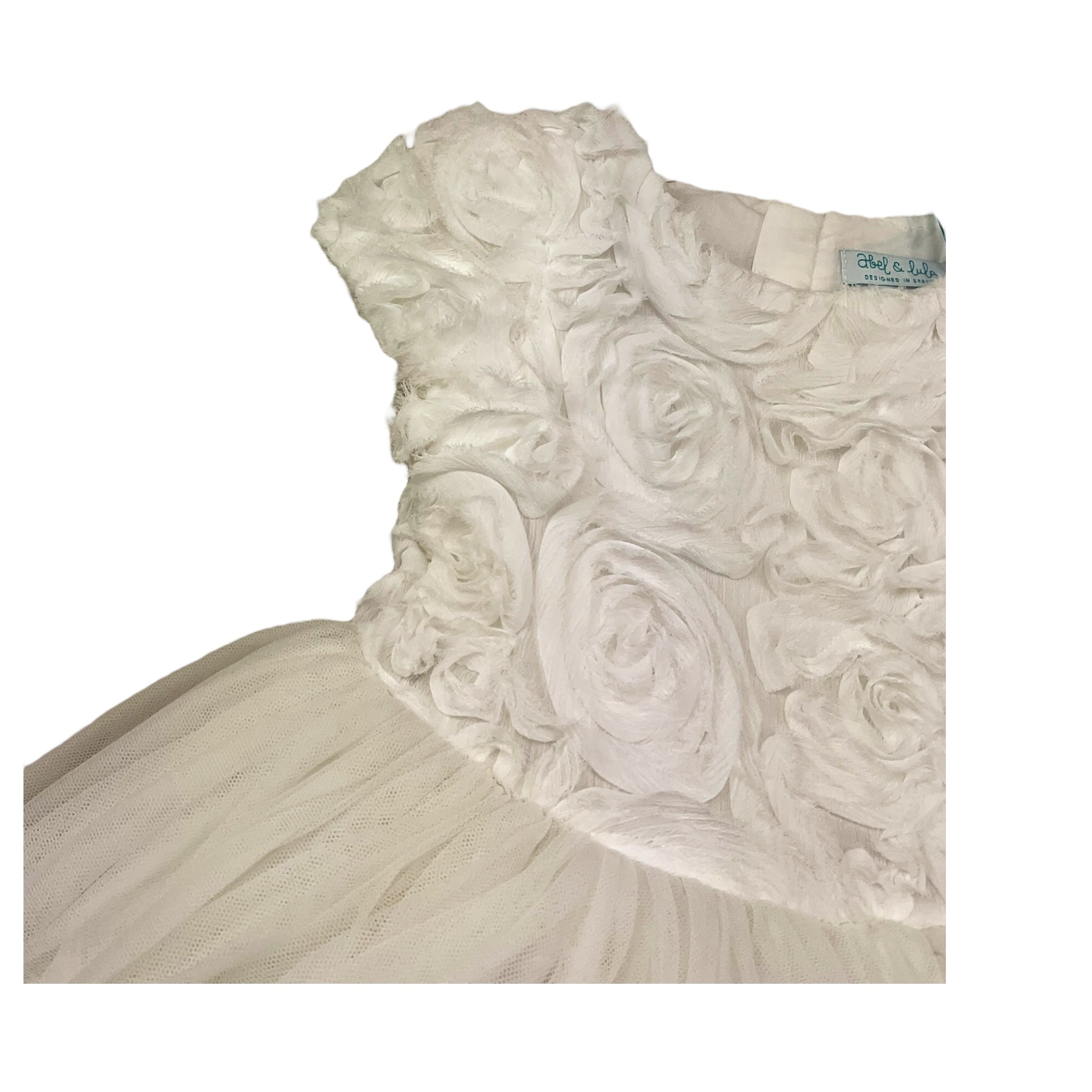 Abel & Lula Abito Mezza Manica Tinta Unita con Tulle per Bambina 5055 BIANCO ABEL & LULA 