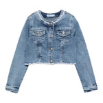 Abel & Lula Giubbino In Denim Tinta Unita con Ricami per Bambina 5369X AZZURRO ABEL & LULA 