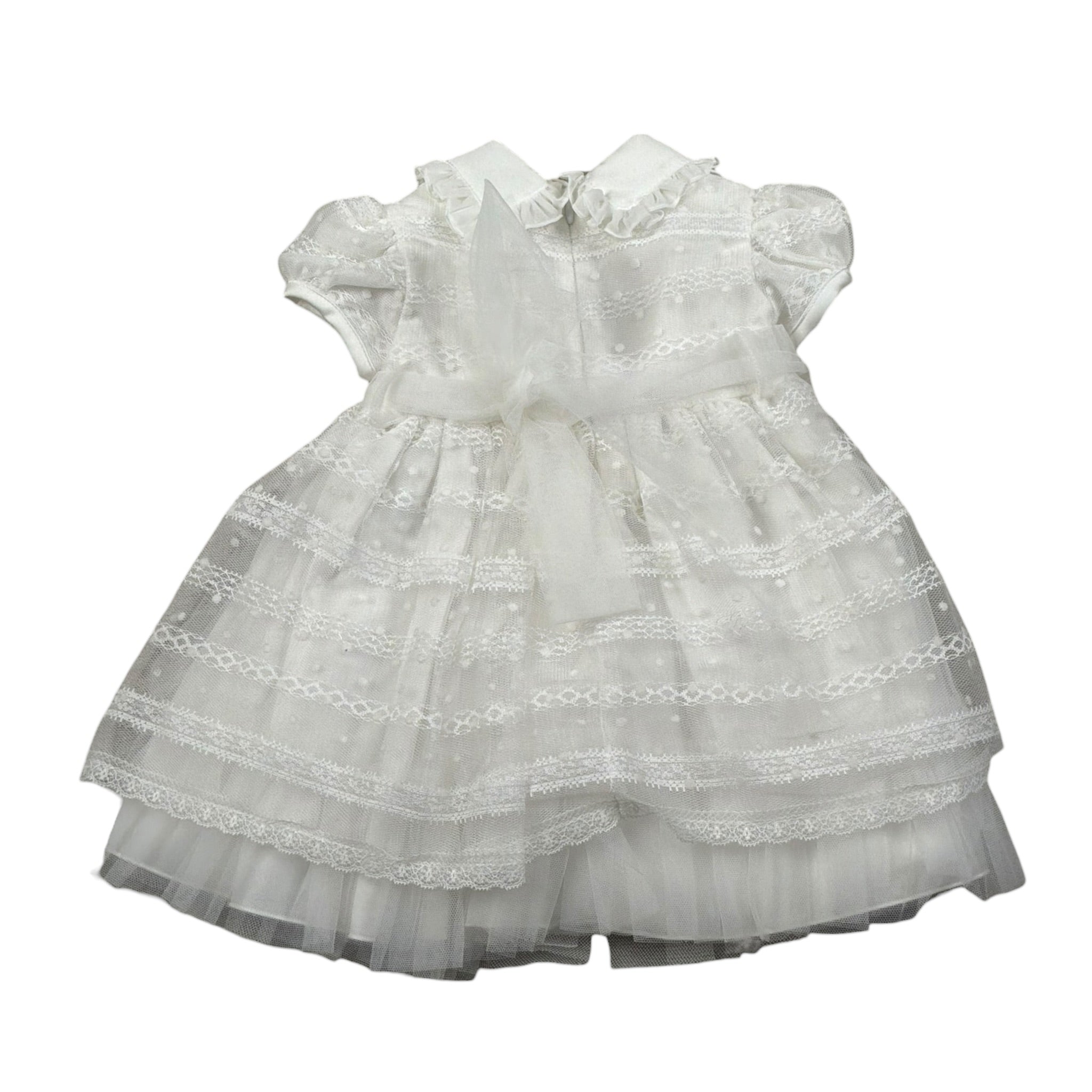 Aletta Abito Mezza Manica tinta unita Cn Tulle Bianco per Neonata HP220335C BIANCO ALETTA 