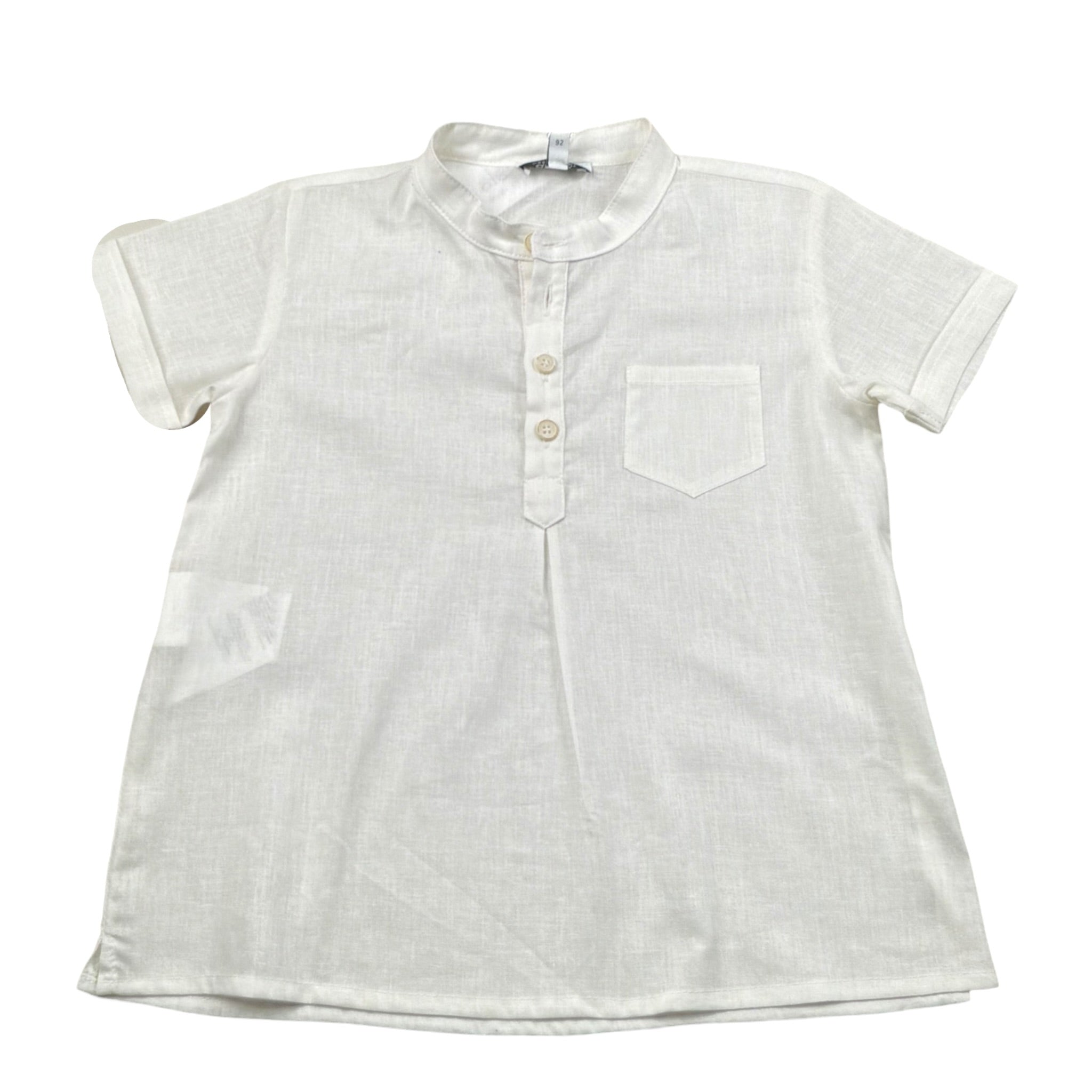 Aletta Camicia Mezza Manica Tinta Unita per Neonato R22754 PANNA ALETTA 