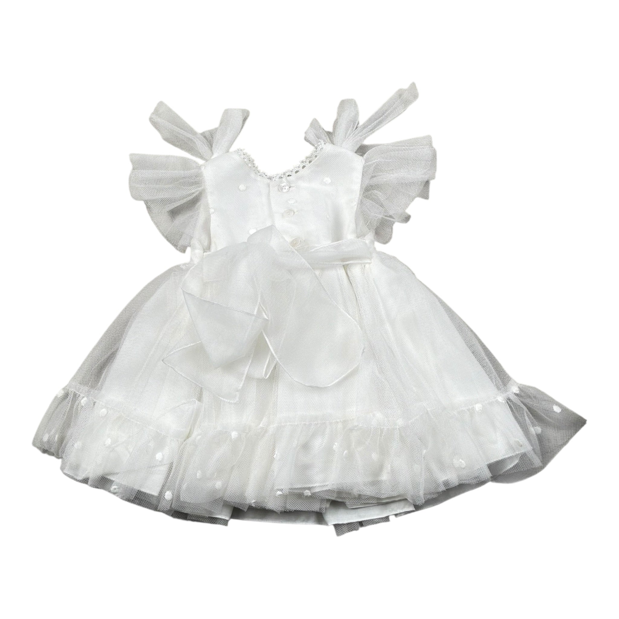 Amaya Abito Giromanica tinta unita con Tulle Bianco per Neonata 591002 BIANCO AMAYA 