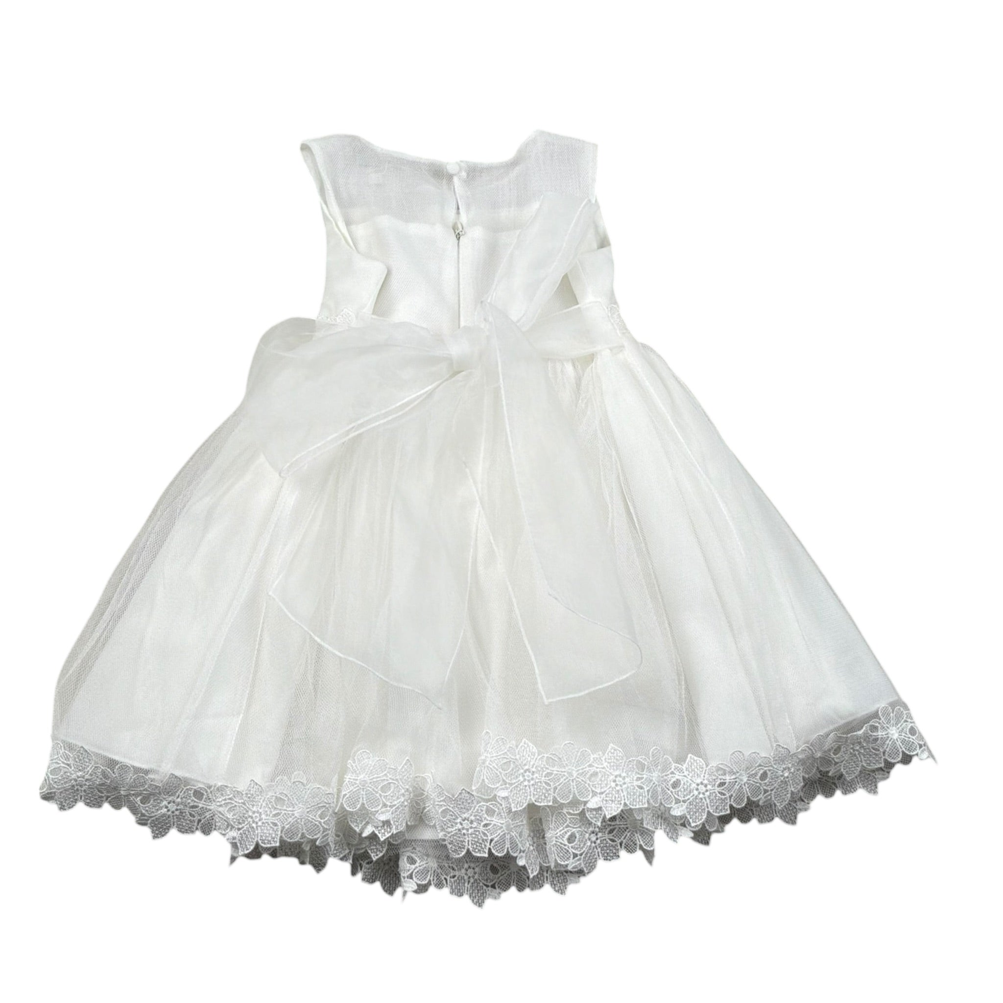 Amaya Abito Giromanica tinta unita con Tulle Bianco per Neonata 591419 BIANCO AMAYA 
