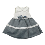 Ambaraba Abito Giromanica Bicolore con Applicazioni per Neonata 211 BIANCO/BLU AMBARABA 