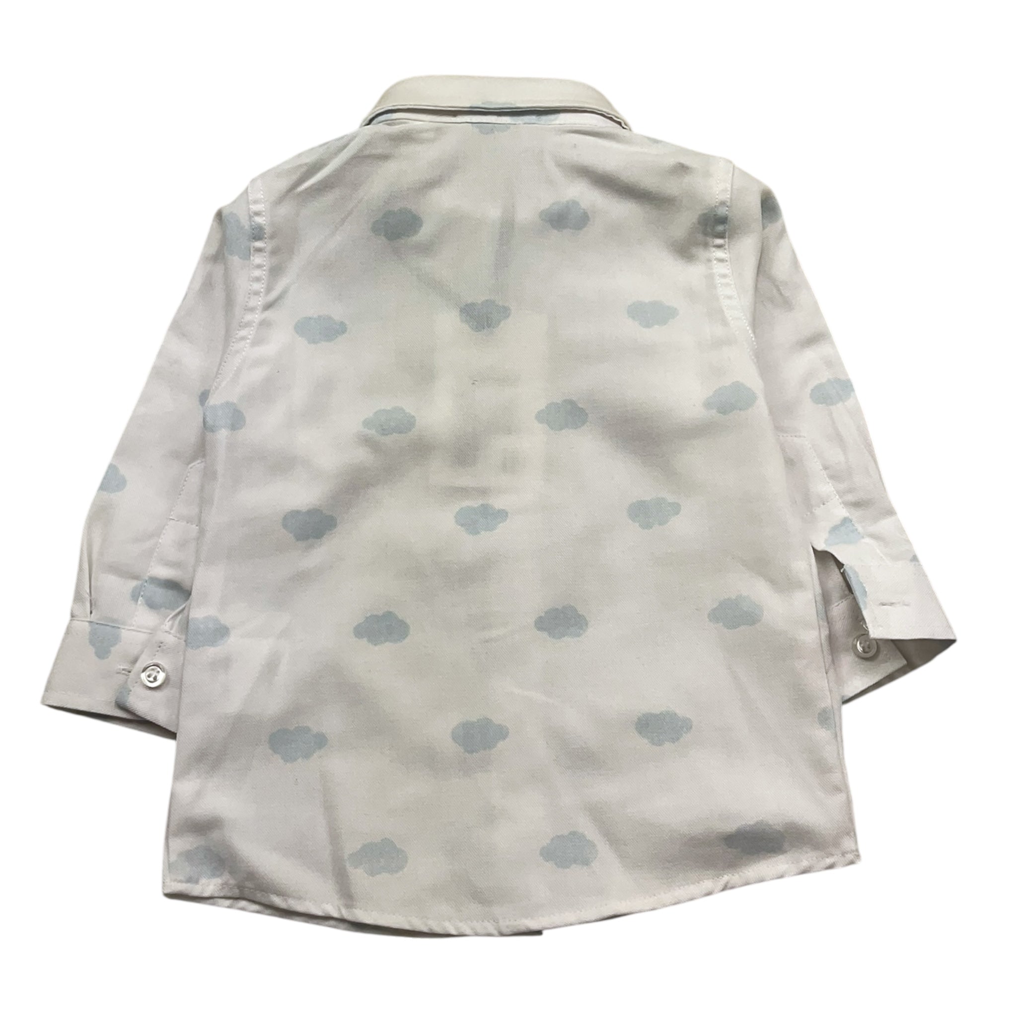 Ambaraba Camicia Manica Lunga Tinta Unita con Stampa Nuvole per Neonato FM36167 BIANCO AMBARABA 