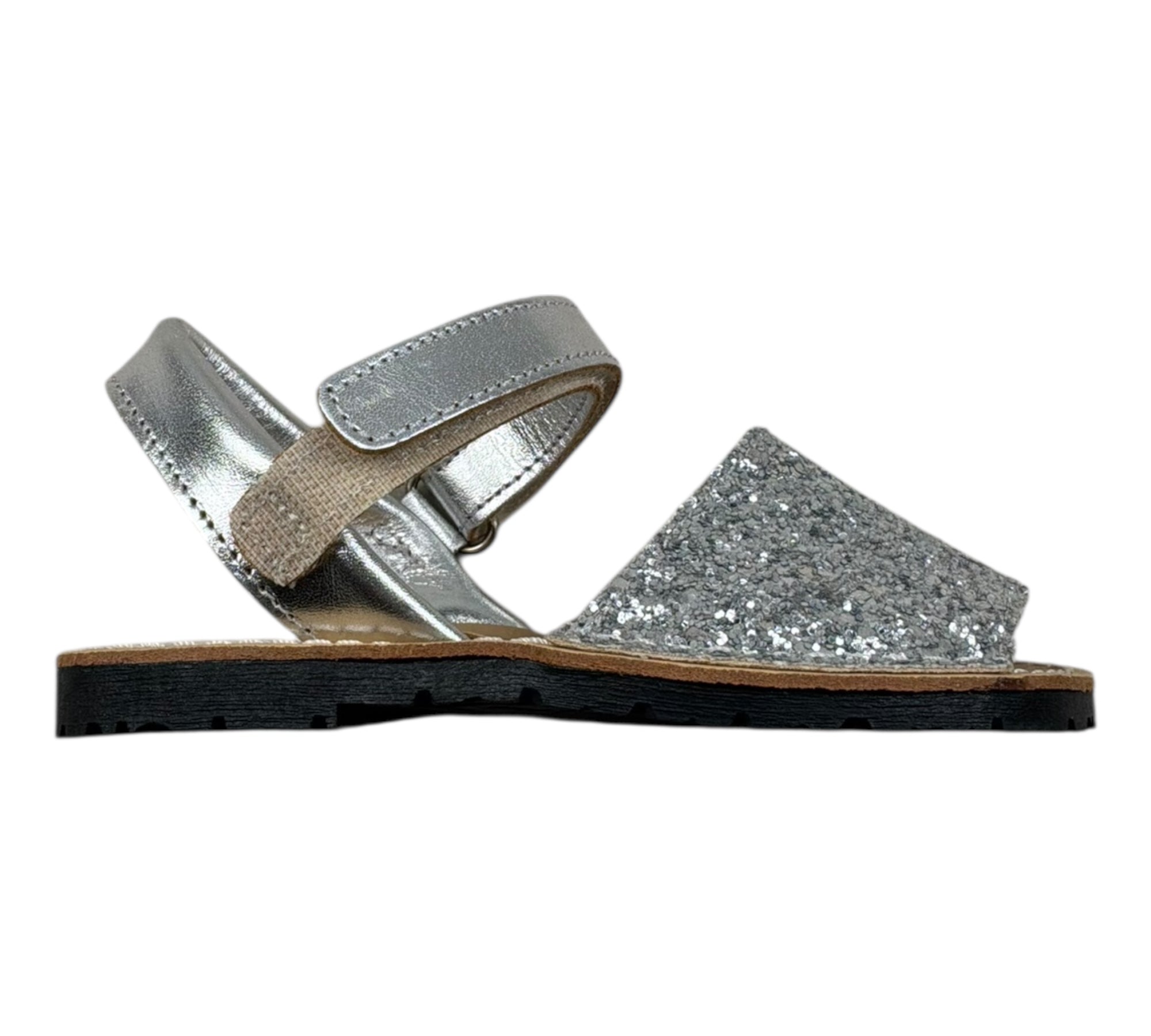 Angelitos Sandalo Glitterato con Strappo per Neonata ANG2022 ARGENTO ANGELITOS 