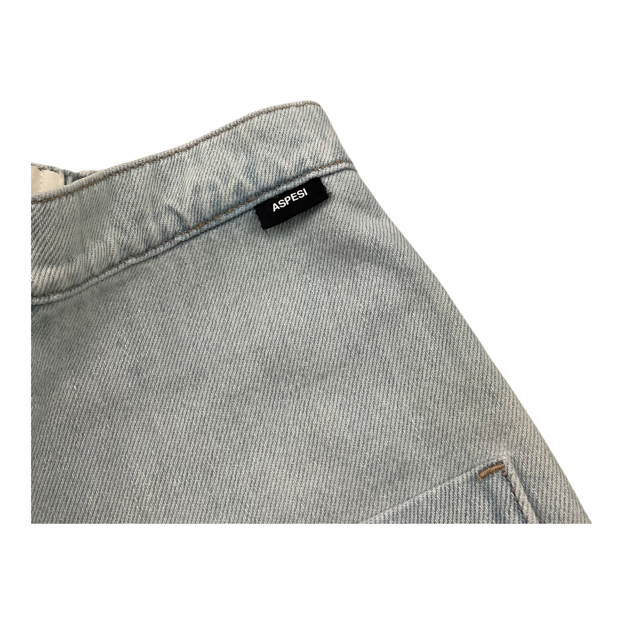 Aspesi Short In Denim Tinta Unita con Elastico In Vita per Bambina S25018PSJ0042 AZZURRO ASPESI 