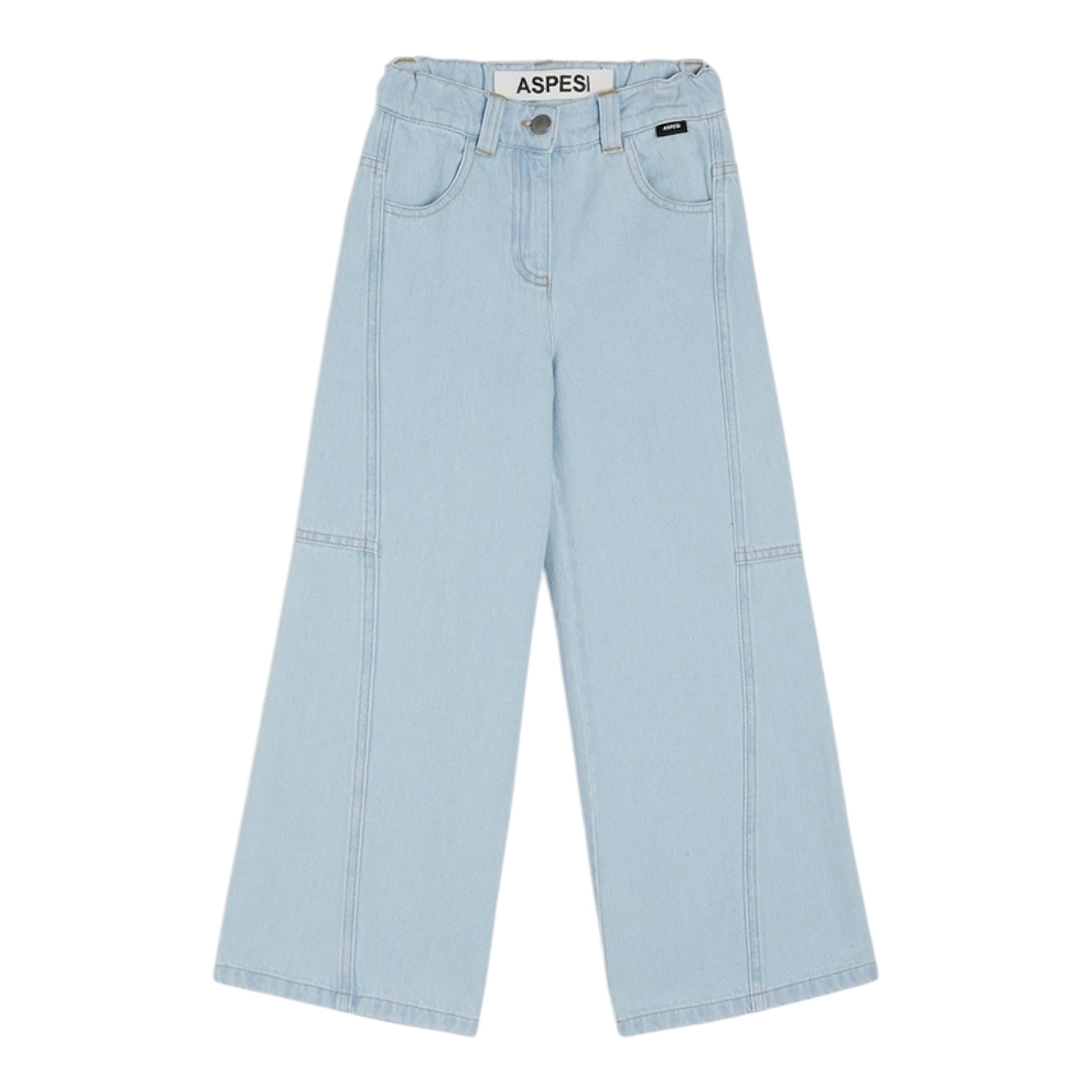 Aspesi Jeans Tinta Unita con Girovita Regolabile per Bambina S25083PLJ0042 AZZURRO ASPESI 