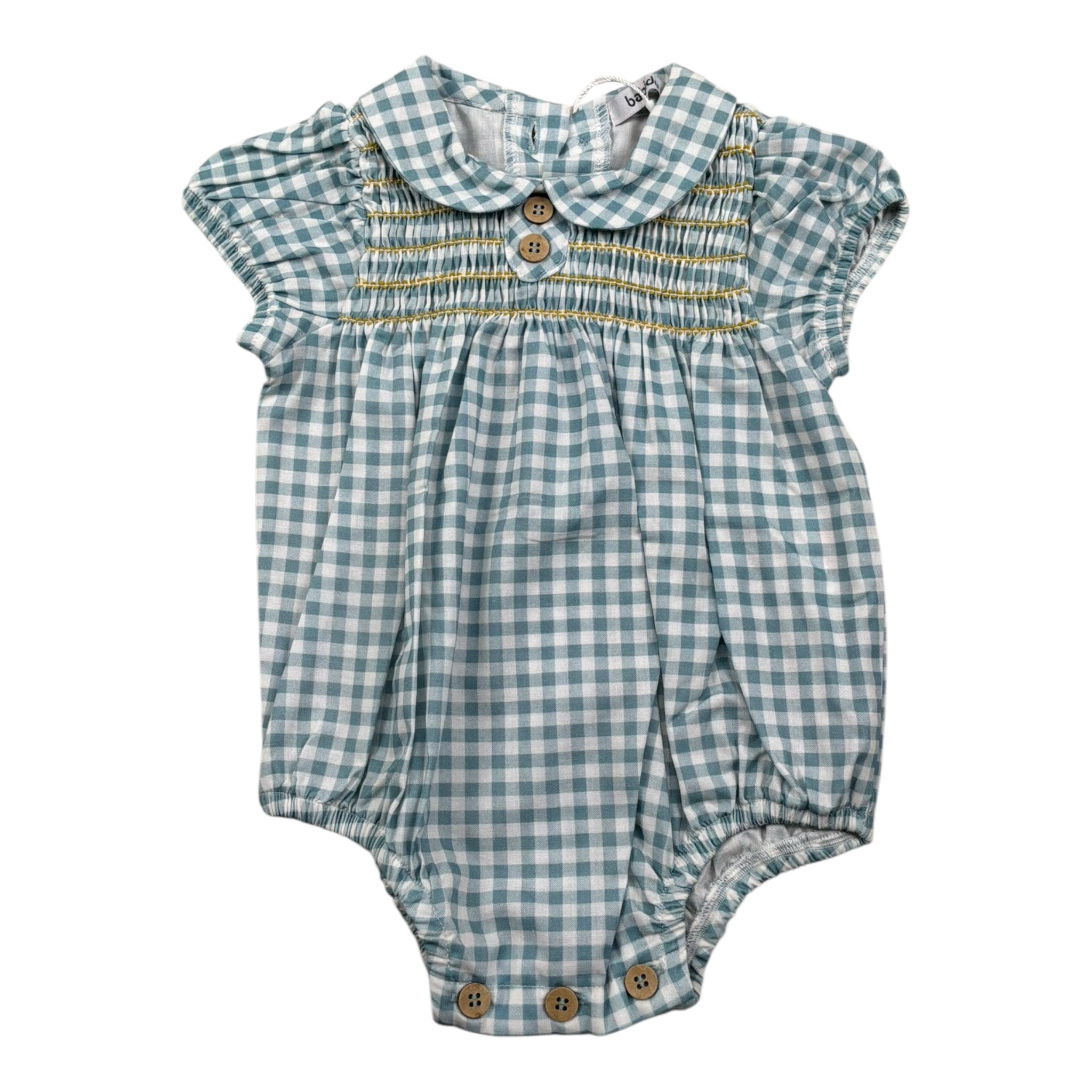 Babidu Pagliaccetto Bicolore con Fantasia A Quadri per Neonata 30406 BIANCO/VERDE BABIDU 