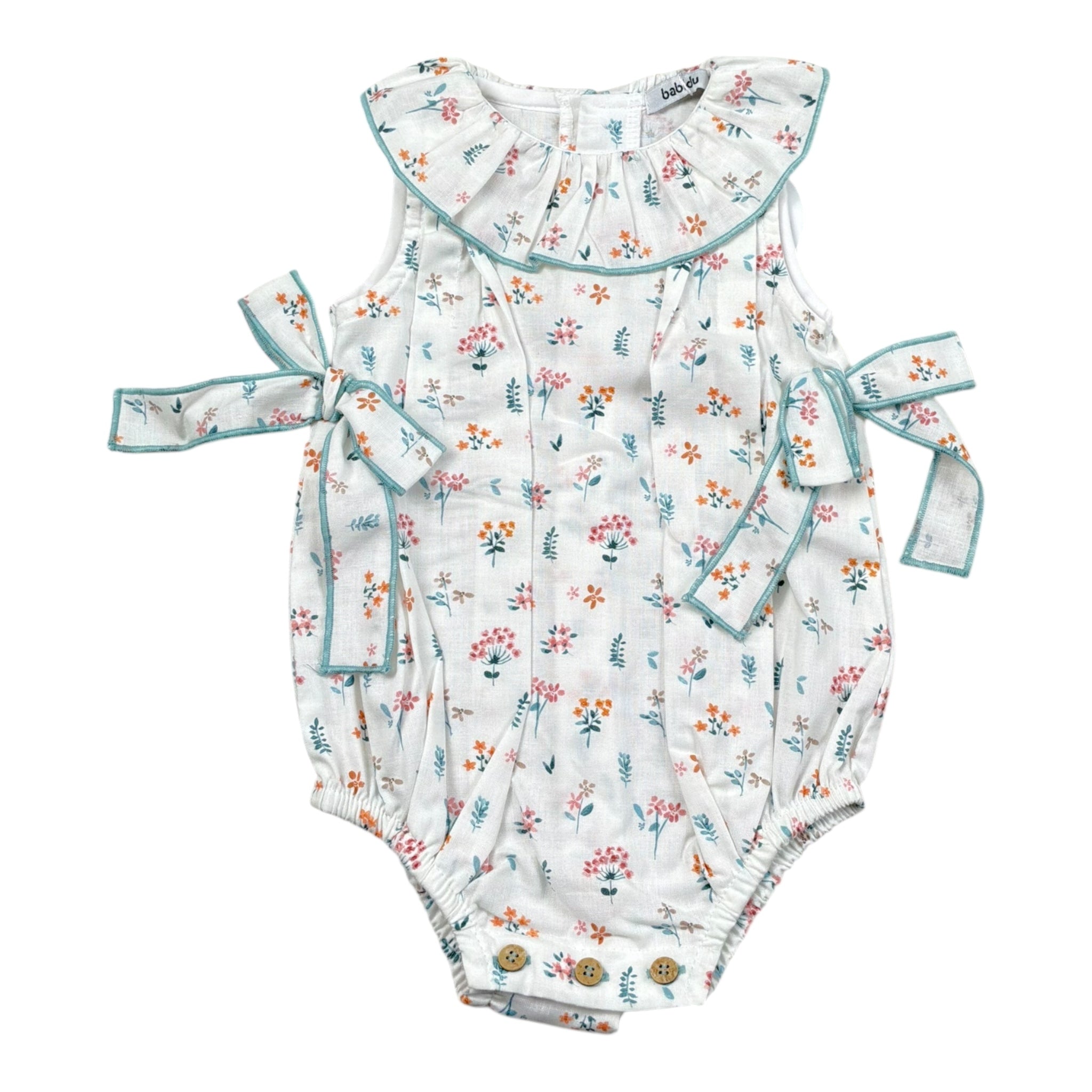Babidu Pagliaccetto Tinta Unita con Stampa per Neonata 31408 BIANCO BABIDU 