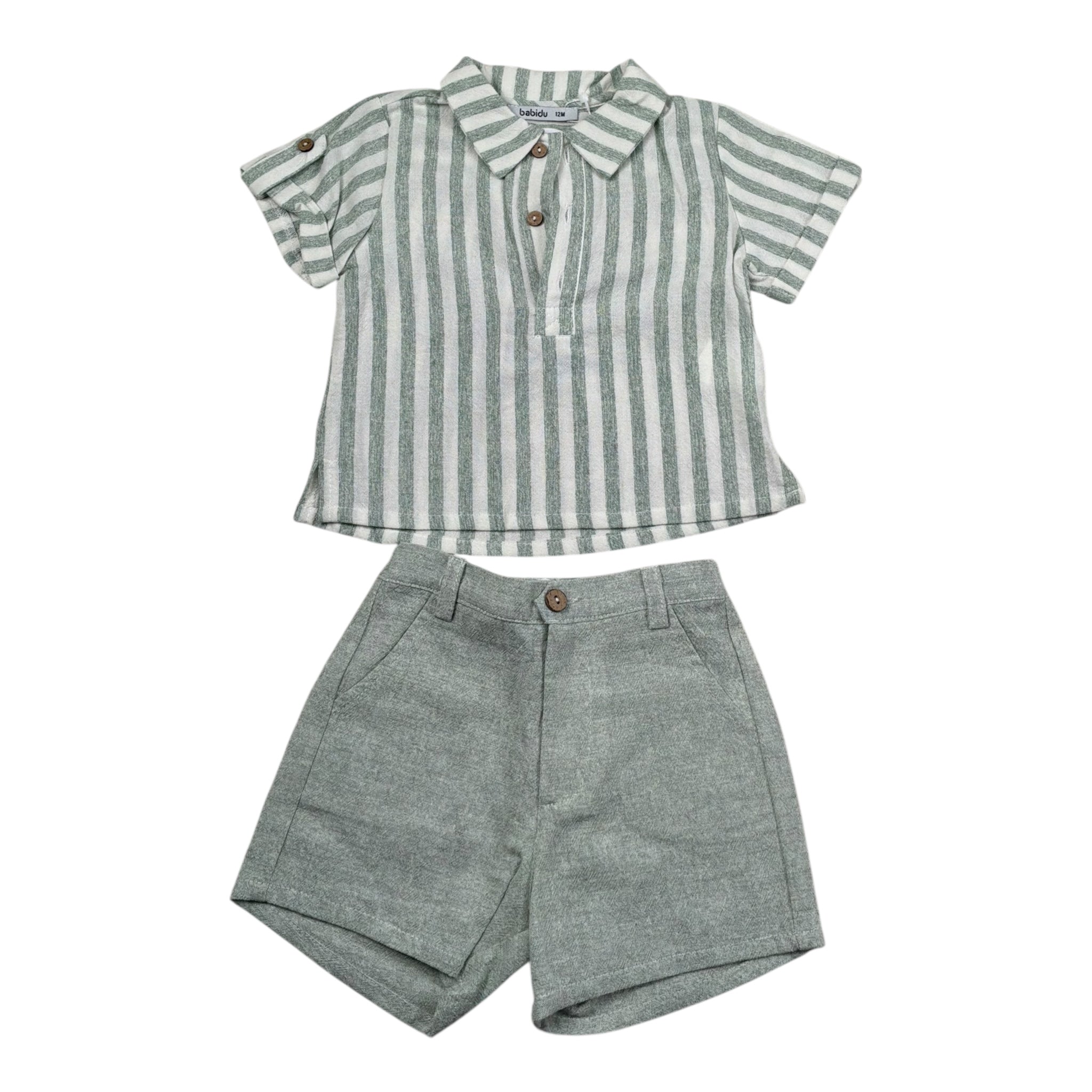Babidu Completo 2 Pezzi Camicia-Bermuda per Neonato 40409N VERDE BABIDU 