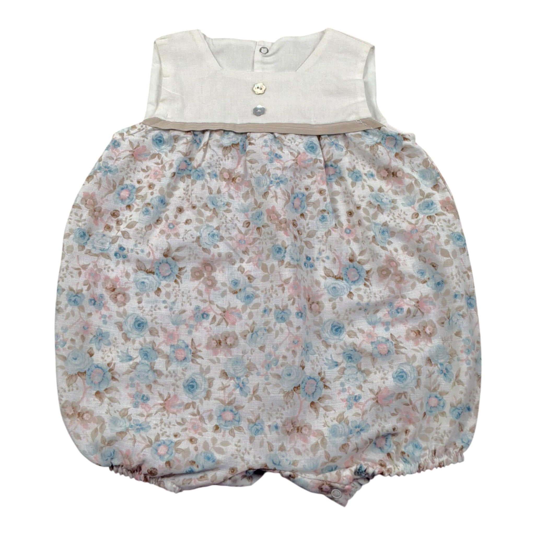 Babyvip Pagliaccetto Tinta Unita con Fantasia Fiori per Neonata T2820 BIANCO BABYVIP 