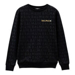 Balmain Felpa Girocollo Tinta Unita Logata per Bambino BT4P90 NERO BALMAIN 