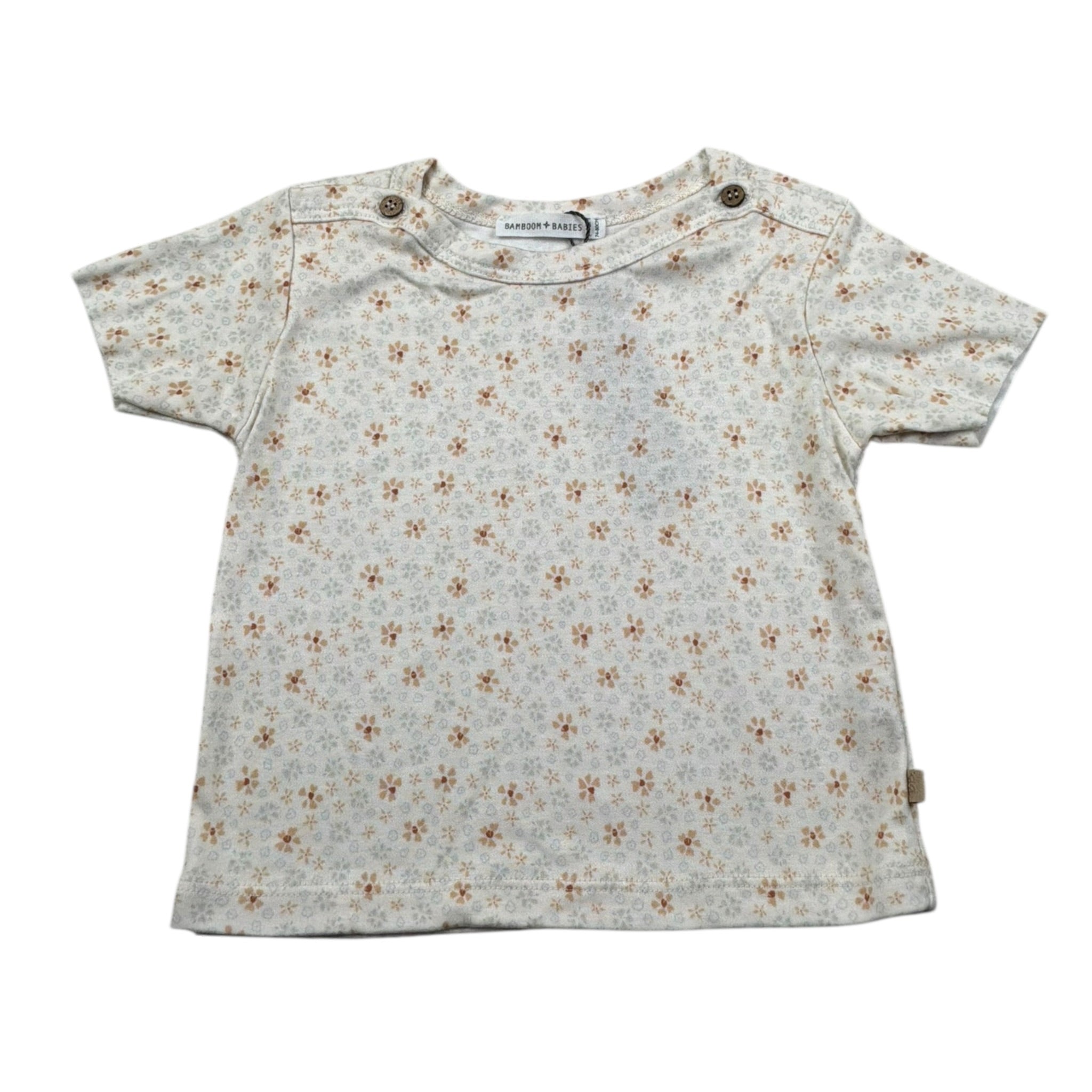 Bamboom+Babies T-Shirt Girocollo Tinta Unita con Stampa per Neonata 424 PANNA BAMBOOM+BABIES 
