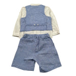 Barcellino Completo 3 Pezzi Camicia-Bermuda-Gilet Azzurro per Neonato 100311 AZZURRO BARCELLINO 